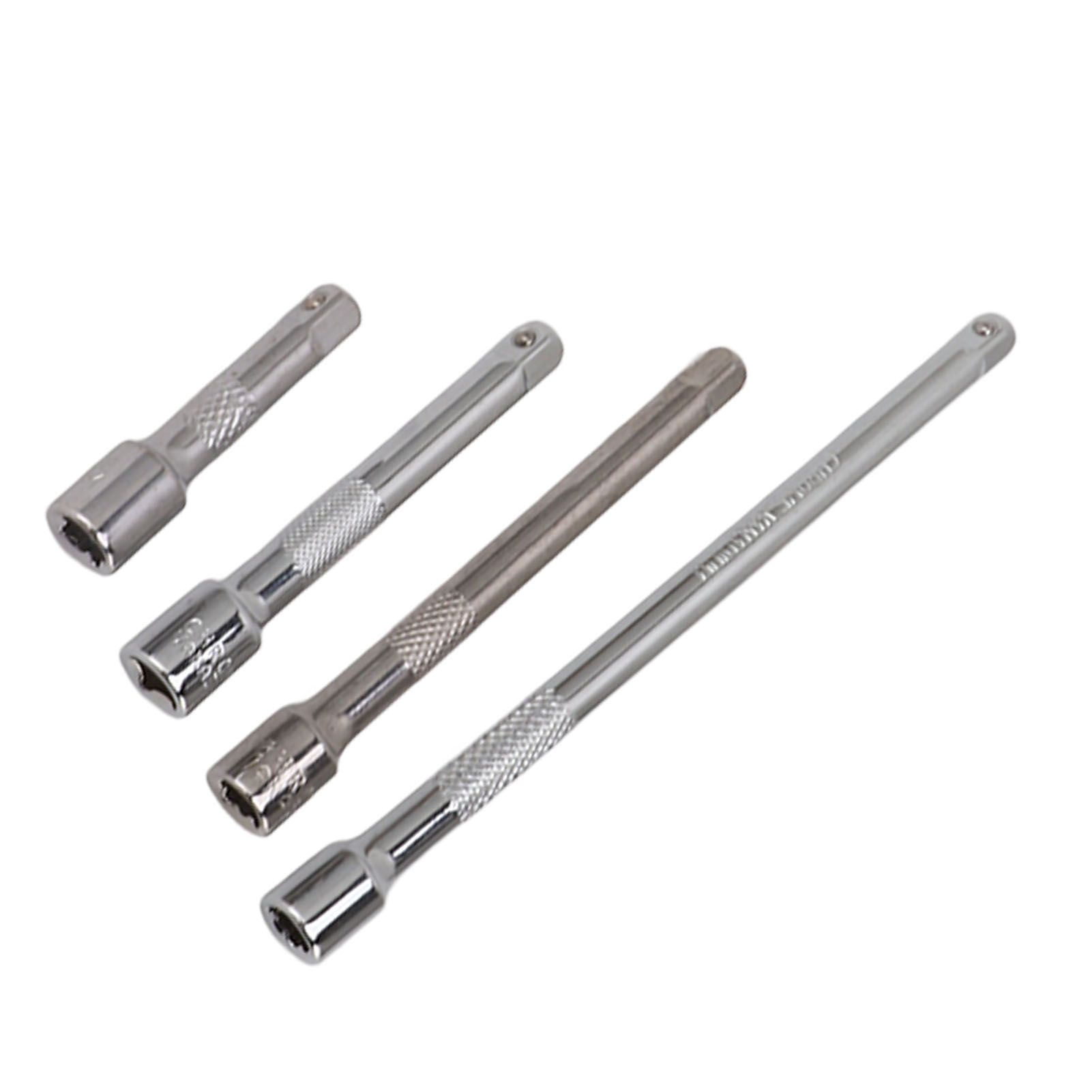 4pc 1/4in Drive Socket Extension Bar Set Long Shaft 50mm 75mm 100mm 150mm Ratchet Improved - Image 2