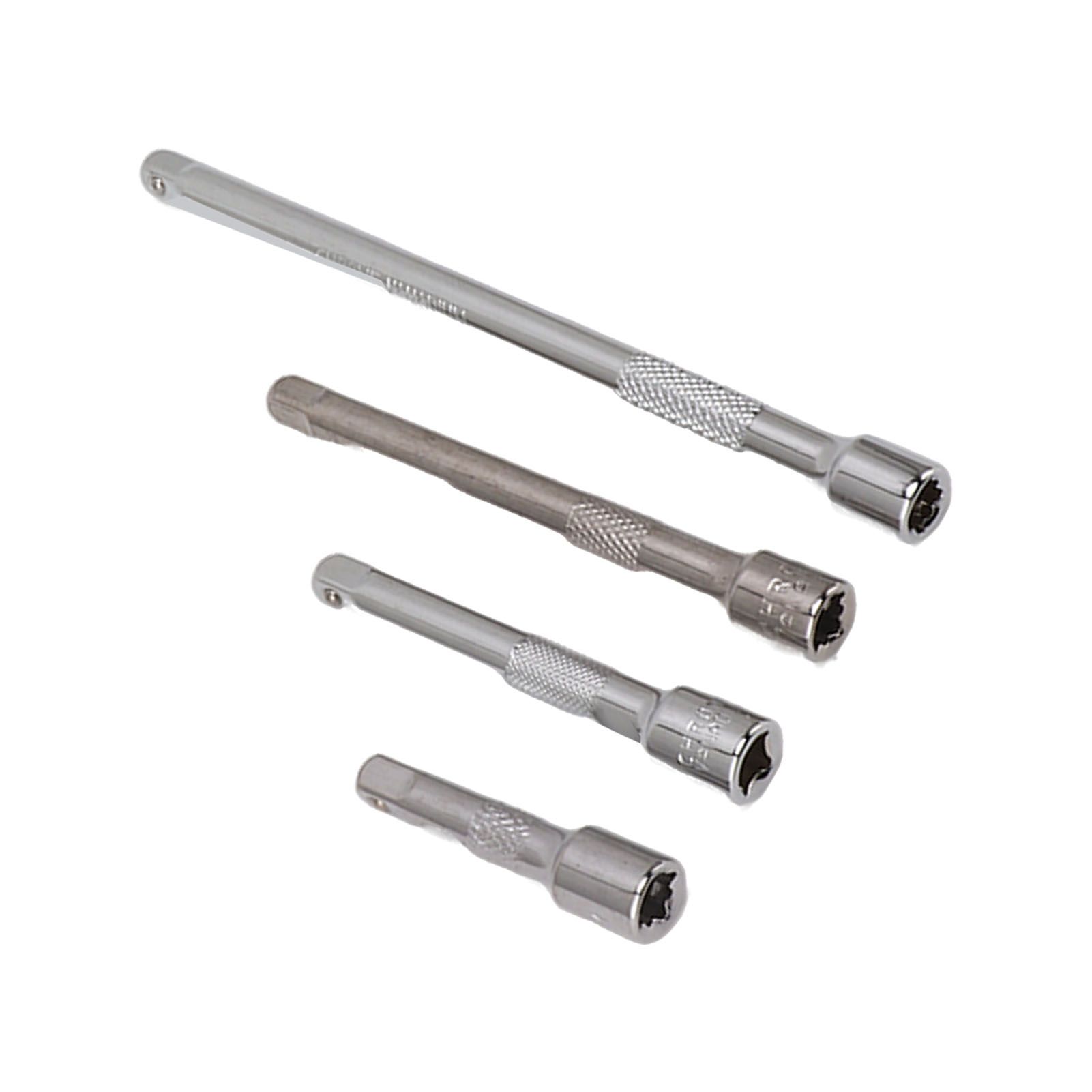 4pc 1/4in Drive Socket Extension Bar Set Long Shaft 50mm 75mm 100mm 150mm Ratchet Improved - Image 4