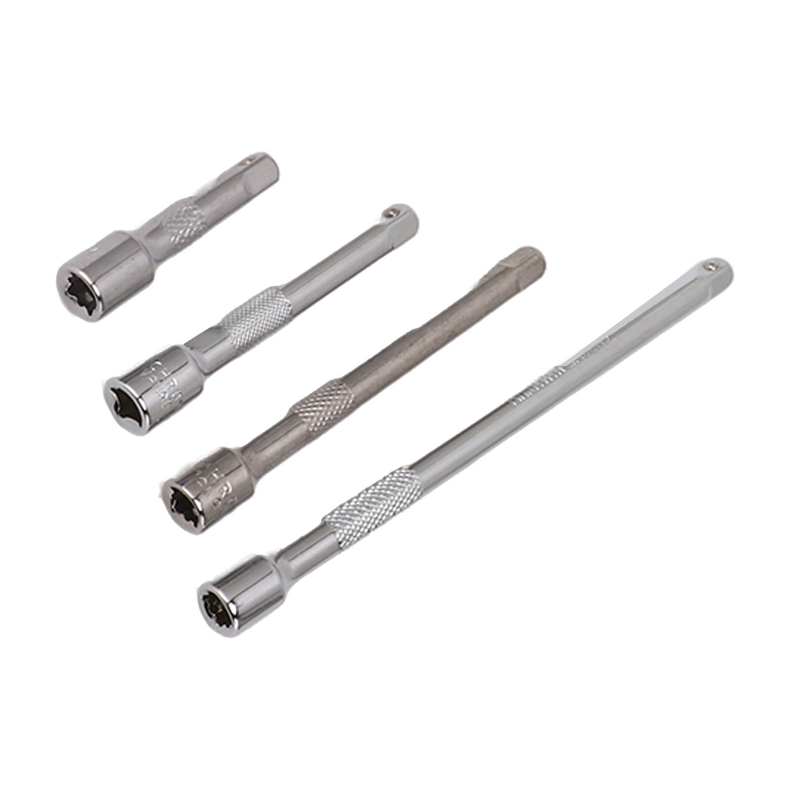 4pc 1/4in Drive Socket Extension Bar Set Long Shaft 50mm 75mm 100mm 150mm Ratchet Improved - Image 7