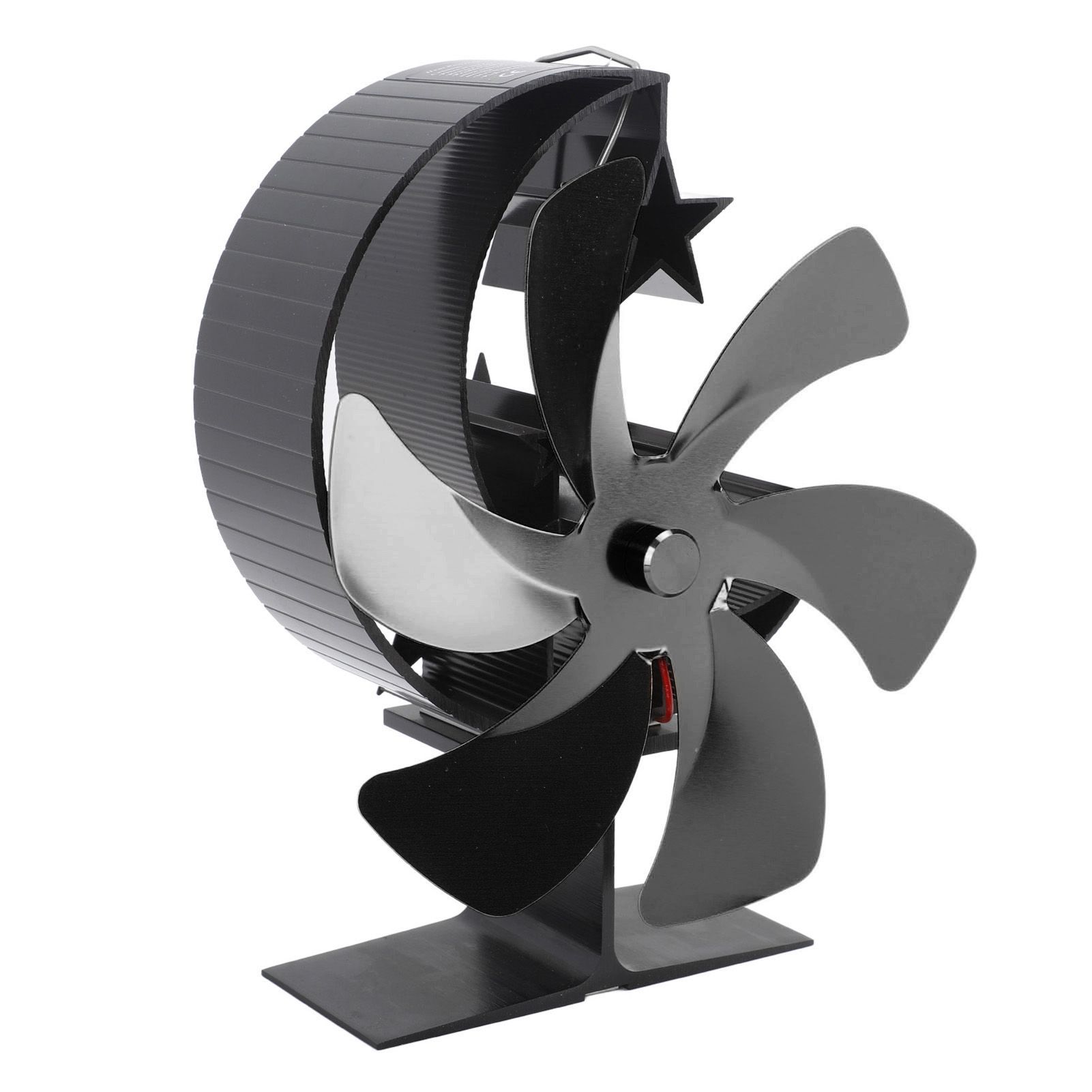 Stove Fan 6 Blades Fireplace Fan Heat Powered Fast Wind Circulation Half Moon Pattern Thermoeletric Fan for Log Burner Black - Image 3