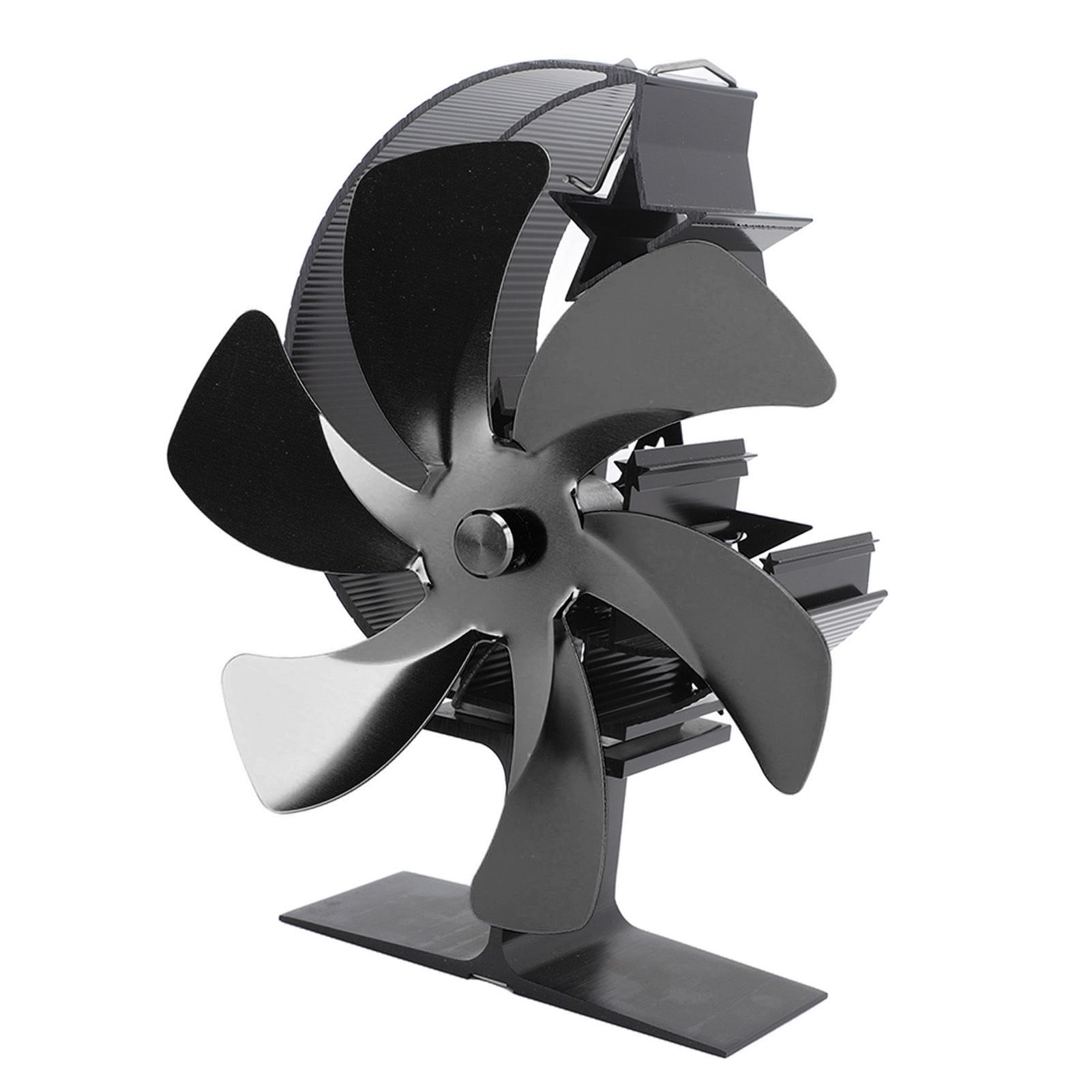 Stove Fan 6 Blades Fireplace Fan Heat Powered Fast Wind Circulation Half Moon Pattern Thermoeletric Fan for Log Burner Black - Image 4