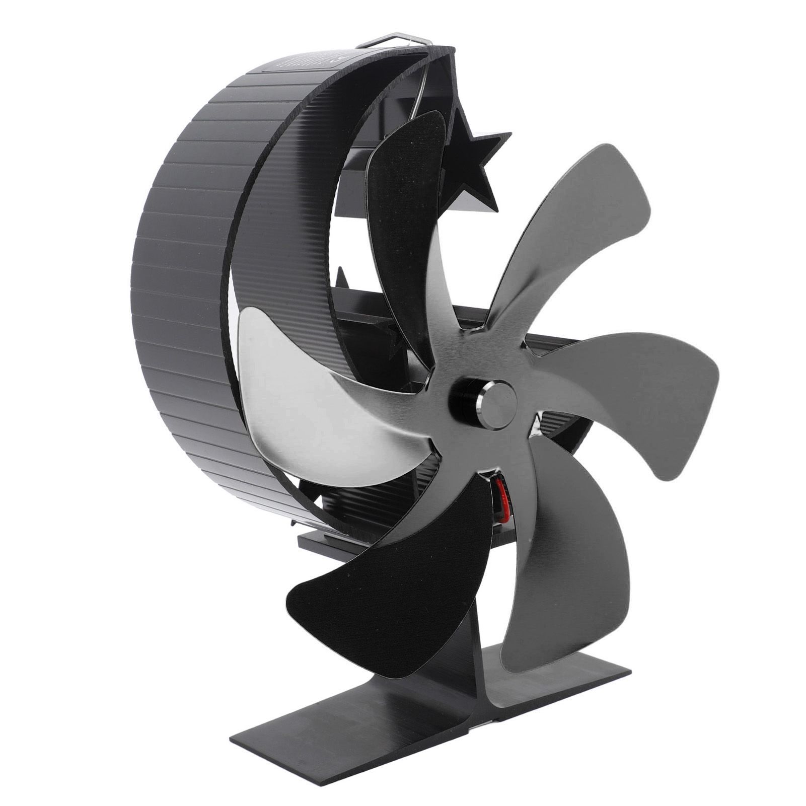 Stove Fan 6 Blades Fireplace Fan Heat Powered Fast Wind Circulation Half Moon Pattern Thermoeletric Fan for Log Burner Black - Image 5