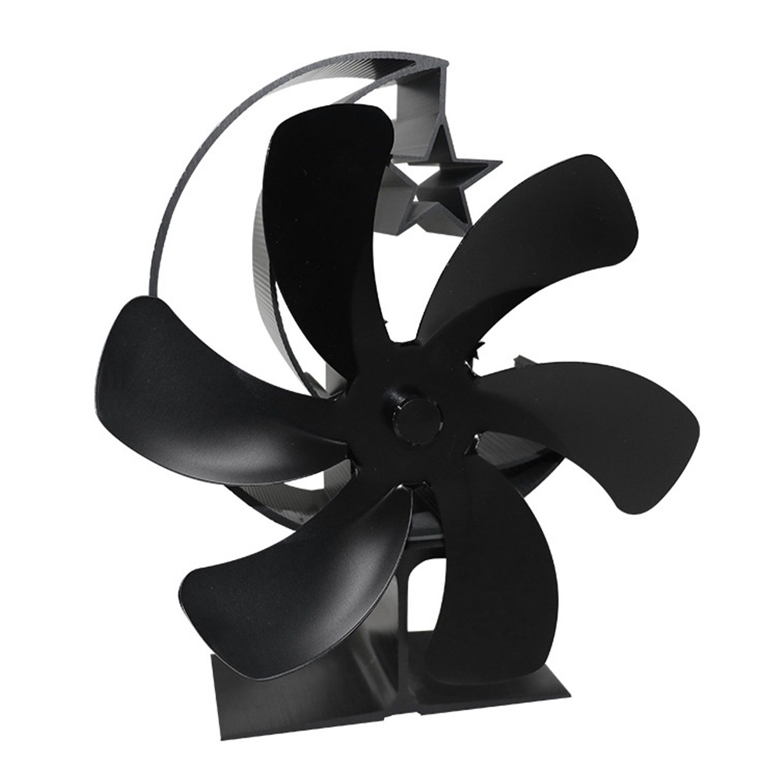 Stove Fan 6 Blades Fireplace Fan Heat Powered Fast Wind Circulation Half Moon Pattern Thermoeletric Fan for Log Burner Black - Image 6