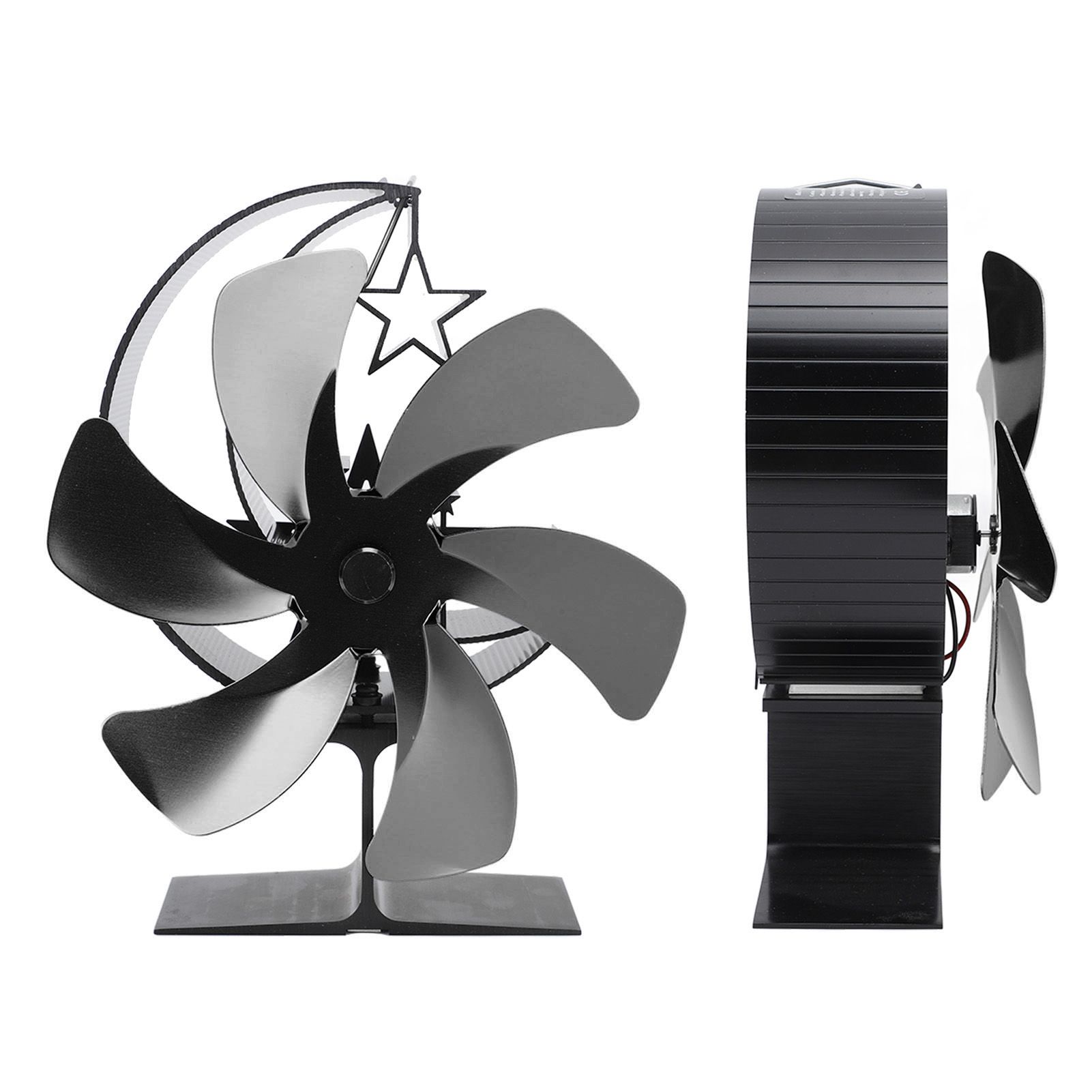Stove Fan 6 Blades Fireplace Fan Heat Powered Fast Wind Circulation Half Moon Pattern Thermoeletric Fan for Log Burner Black - Image 8