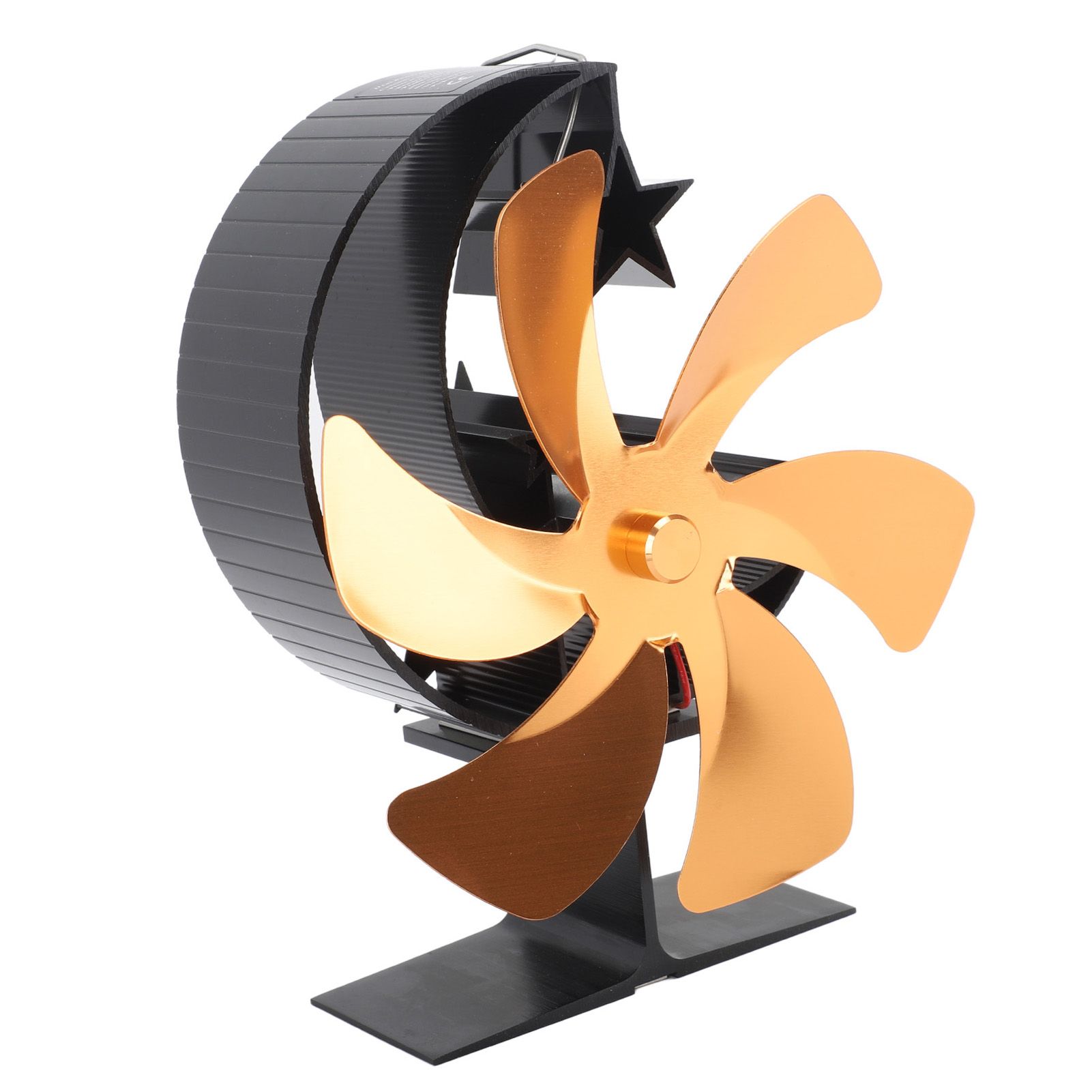 Stove Fan 6 Blades Fireplace Fan Heat Powered Fast Wind Circulation Half Moon Pattern Thermoeletric Fan for Log Burner Gold - Image 5