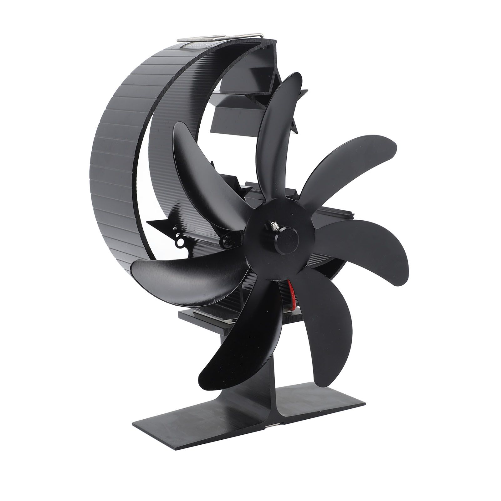 Heat Powered Stove Fan 7 Blade Moon Model Silent Operation Circulating Warm Air Highly Efficient Log Burner Fan For Wood Stove Accessories Black - Image 2