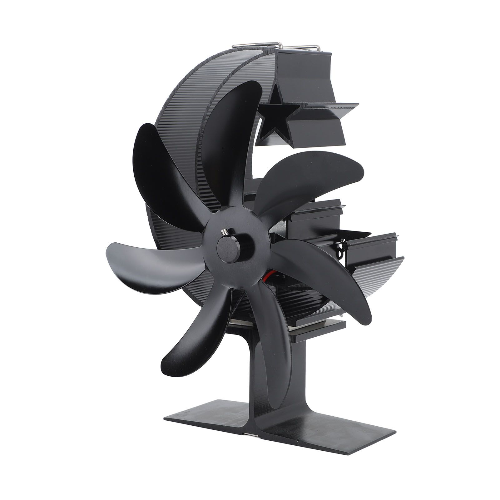 Heat Powered Stove Fan 7 Blade Moon Model Silent Operation Circulating Warm Air Highly Efficient Log Burner Fan For Wood Stove Accessories Black - Image 3
