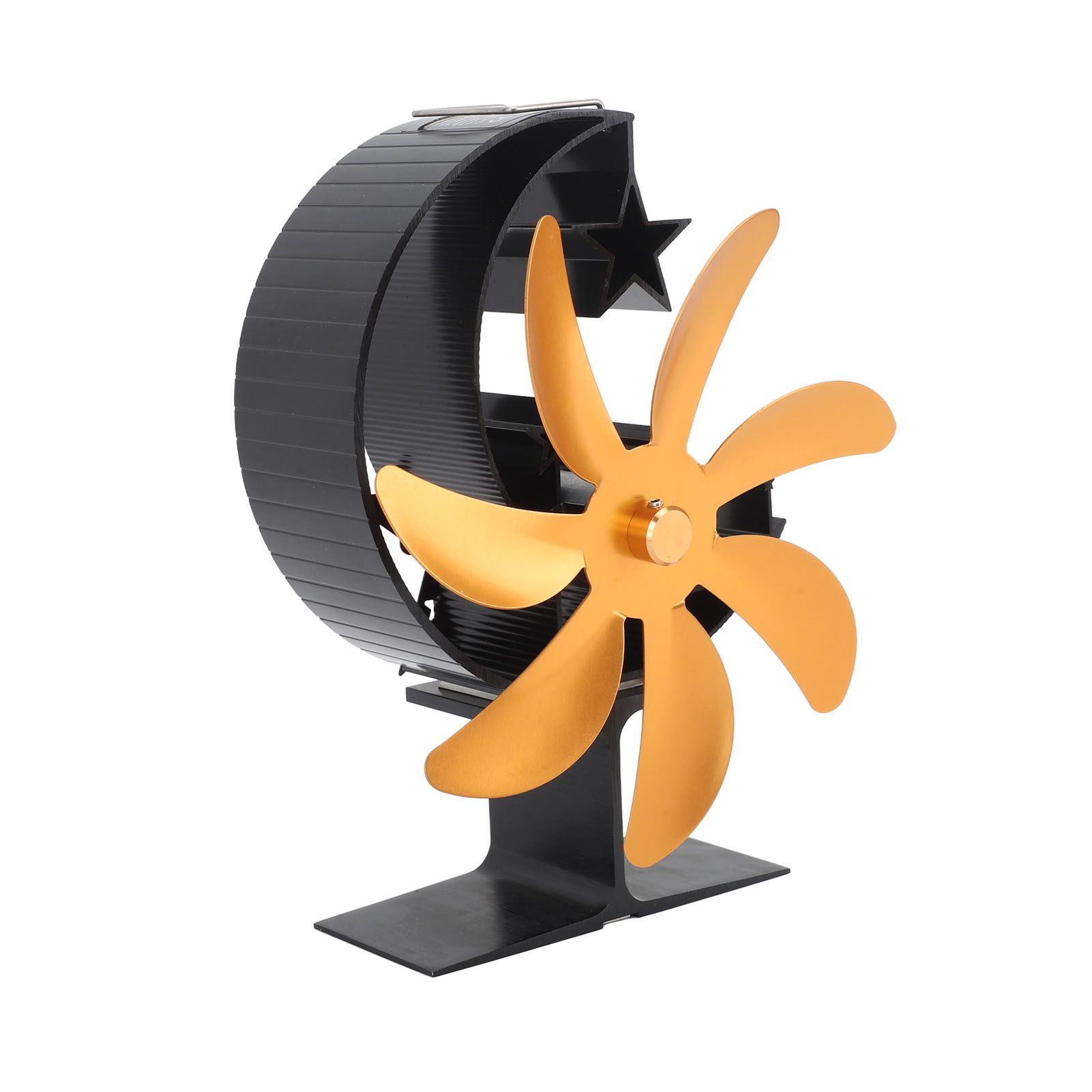 Heat Powered Stove Fan 7 Blade Moon Model Silent Operation Circulating Warm Air Highly Efficient Log Burner Fan For Wood Stove Accessories Gold - Image 3
