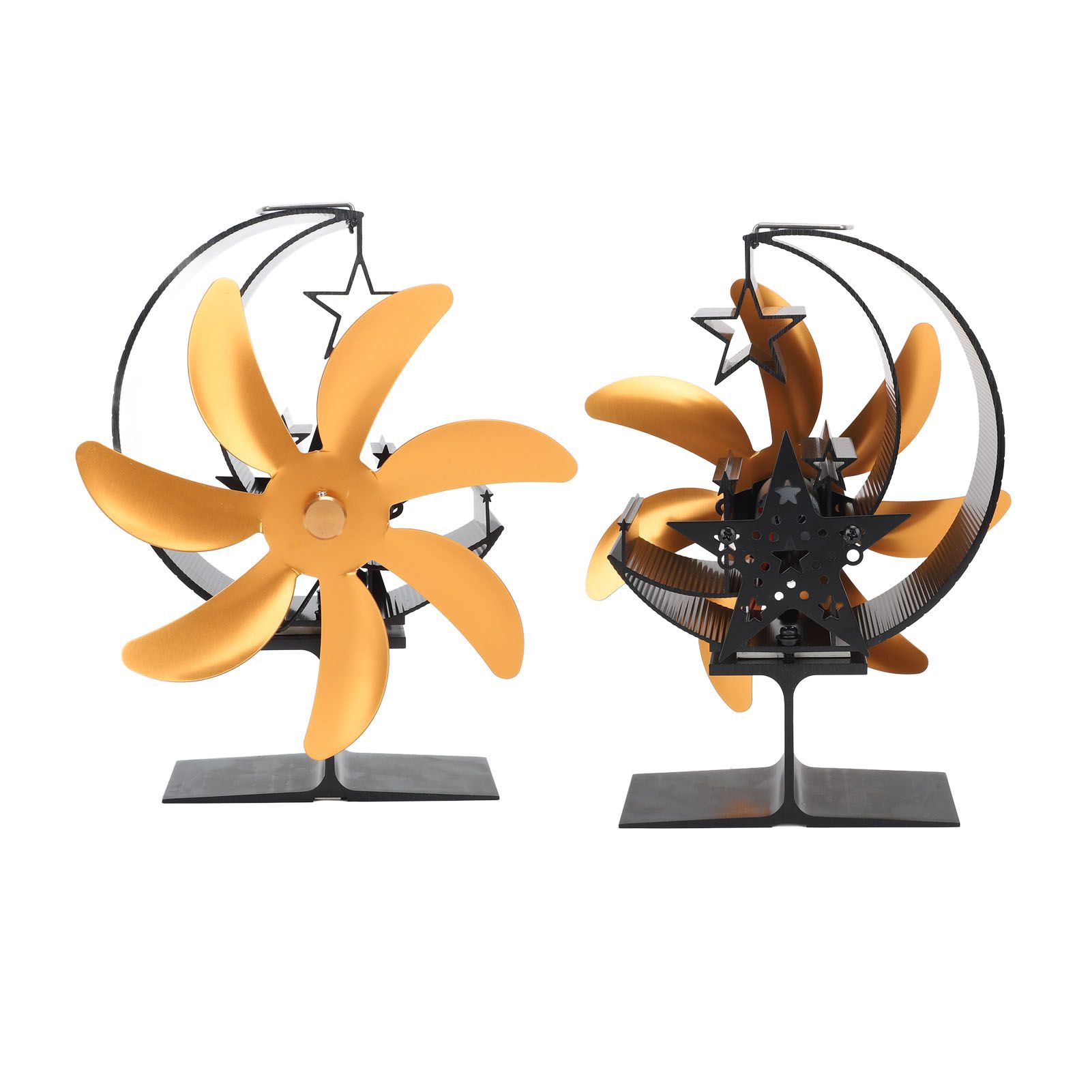 Heat Powered Stove Fan 7 Blade Moon Model Silent Operation Circulating Warm Air Highly Efficient Log Burner Fan For Wood Stove Accessories Gold - Image 4