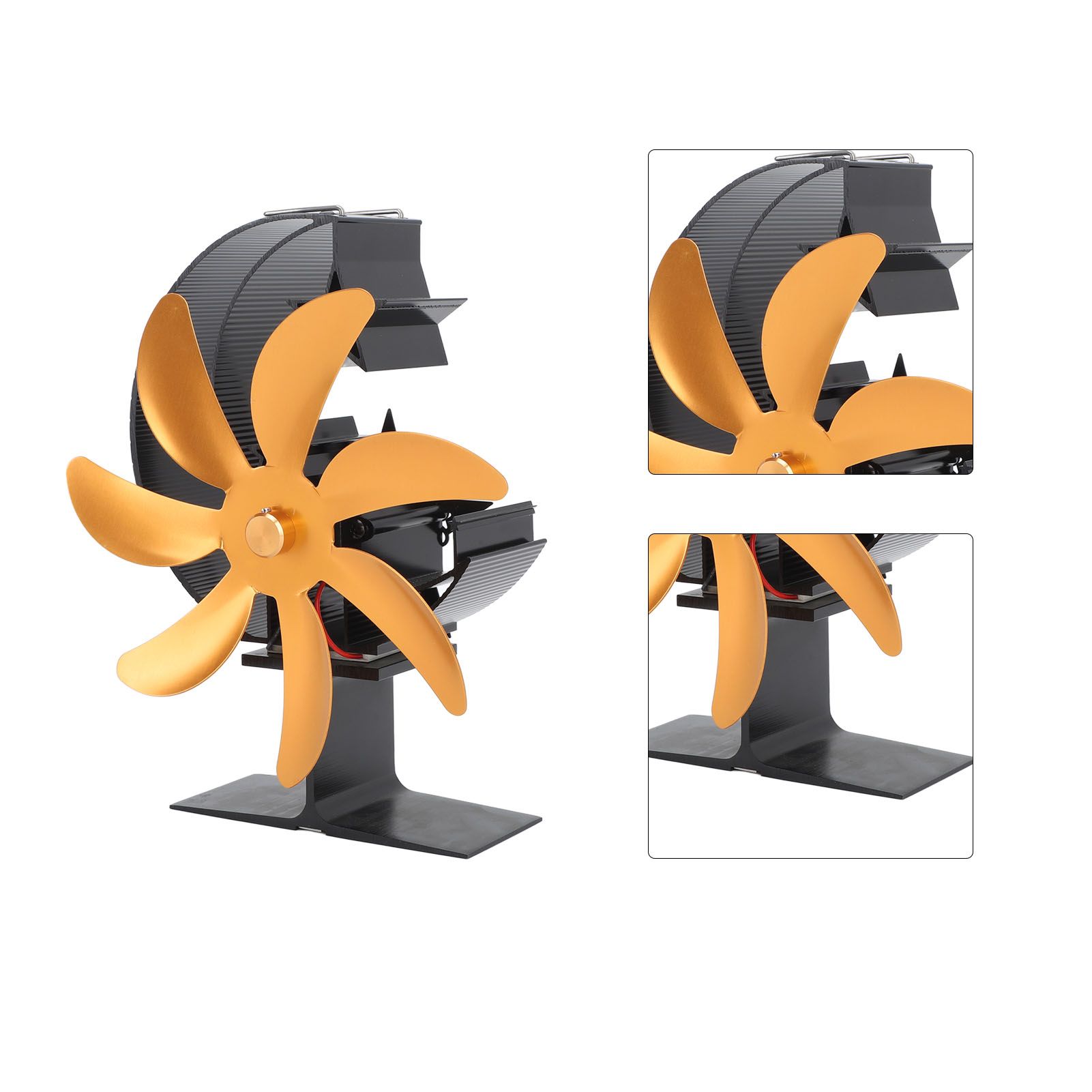 Heat Powered Stove Fan 7 Blade Moon Model Silent Operation Circulating Warm Air Highly Efficient Log Burner Fan For Wood Stove Accessories Gold - Image 8