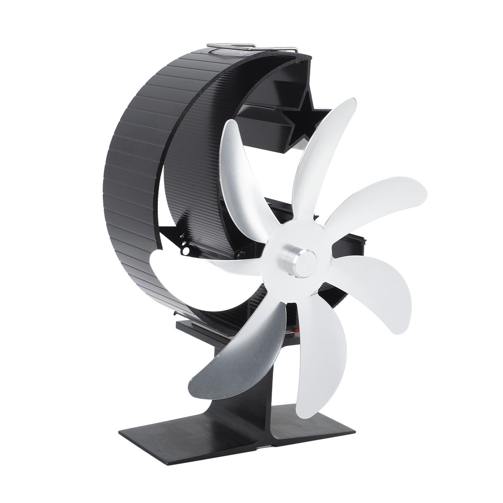 Heat Powered Stove Fan 7 Blade Moon Model Silent Operation Circulating Warm Air Highly Efficient Log Burner Fan For Wood Stove Accessories Silver - Image 3