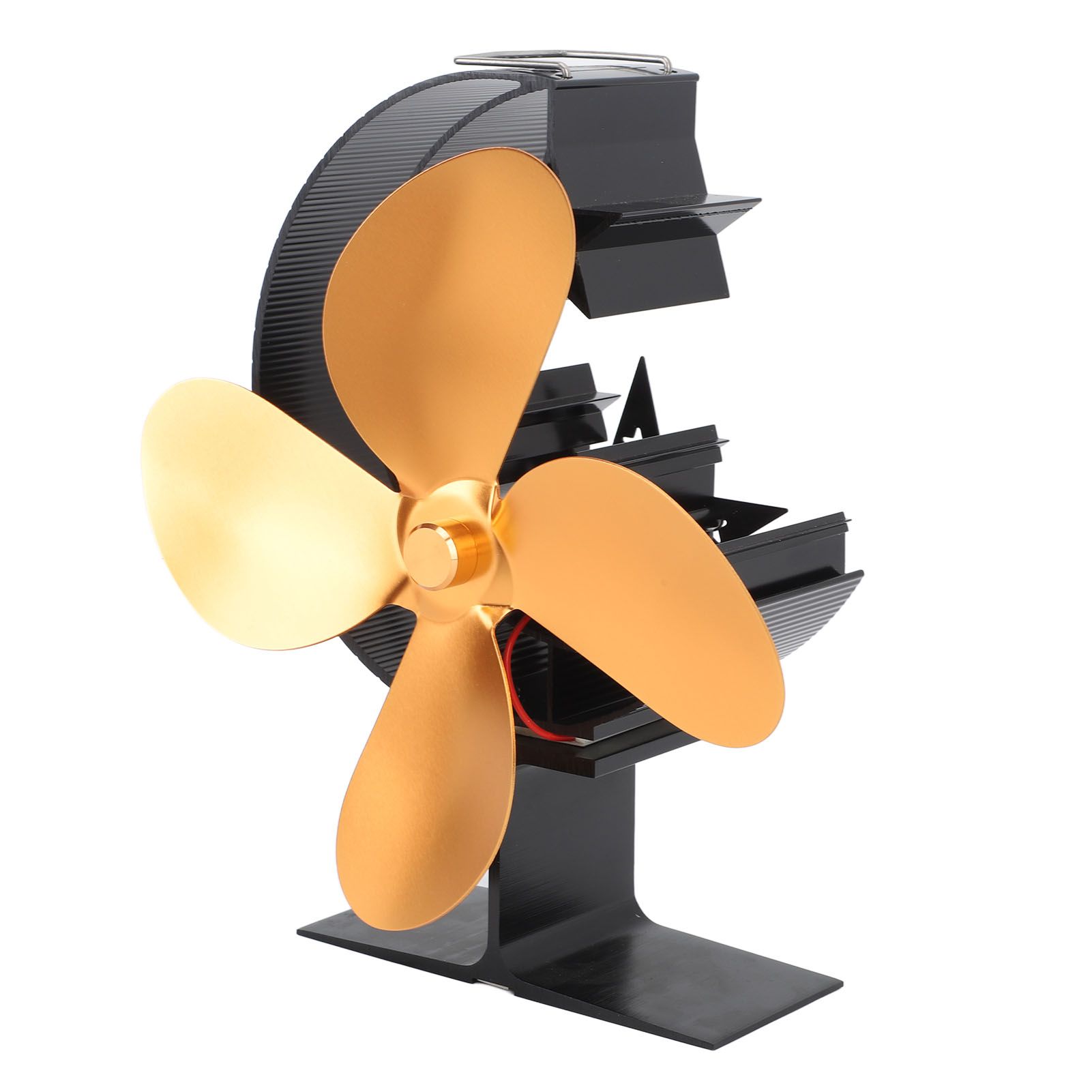 Wood Stove Fan 4 Blades Fireplace Fan Heat Powered Fast Warm Circulation Moon Star Pattern Termal Fan for Camping Outdoor Gold - Image 2