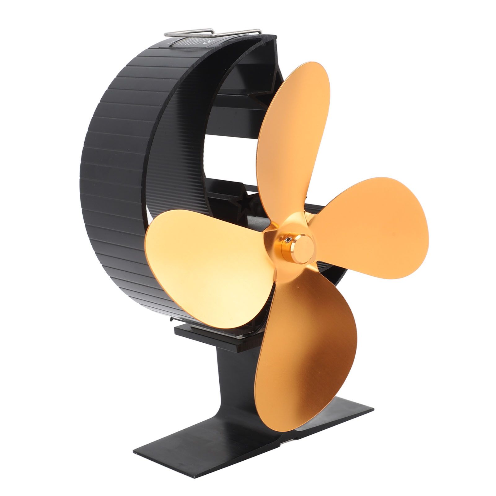 Wood Stove Fan 4 Blades Fireplace Fan Heat Powered Fast Warm Circulation Moon Star Pattern Termal Fan for Camping Outdoor Gold - Image 3