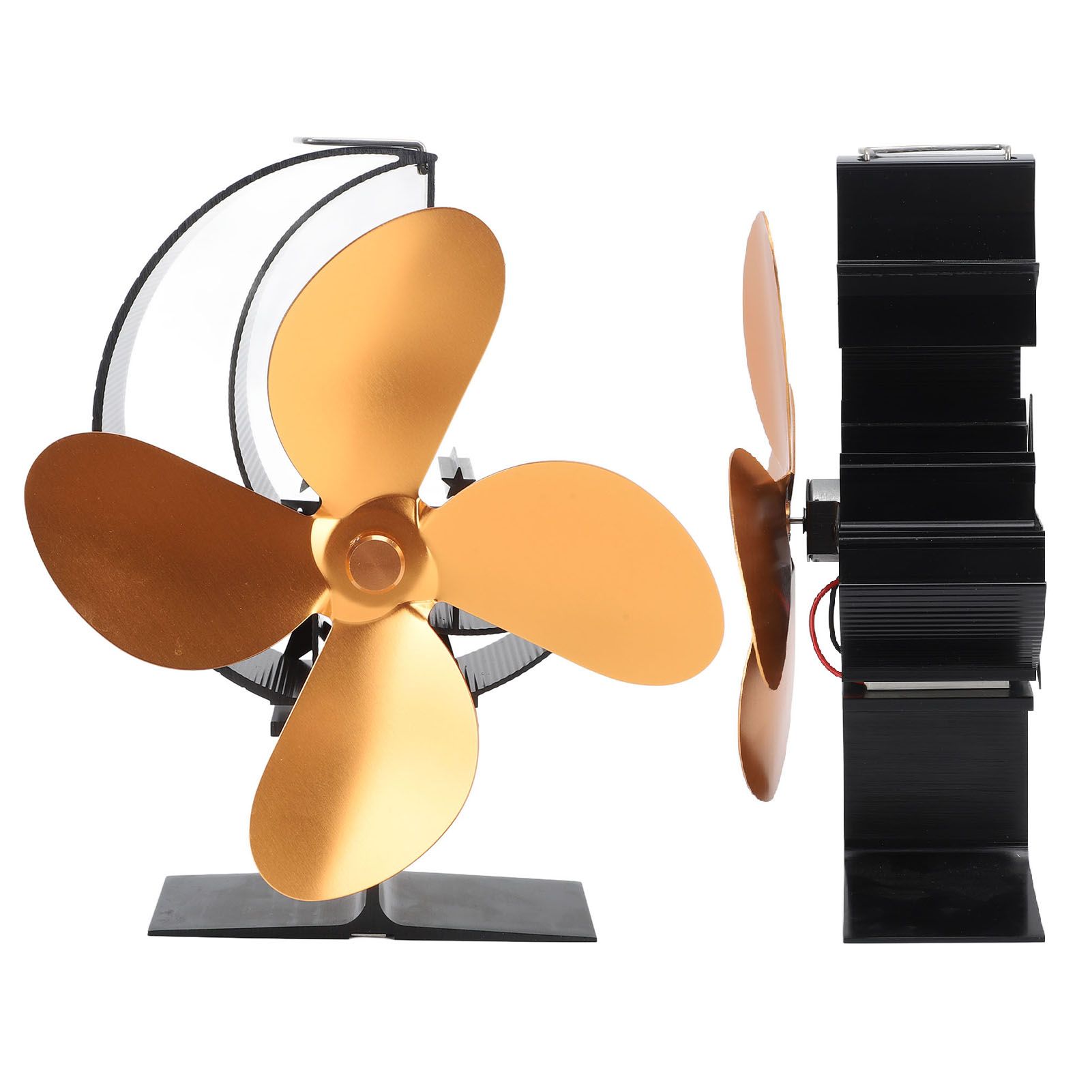 Wood Stove Fan 4 Blades Fireplace Fan Heat Powered Fast Warm Circulation Moon Star Pattern Termal Fan for Camping Outdoor Gold - Image 4