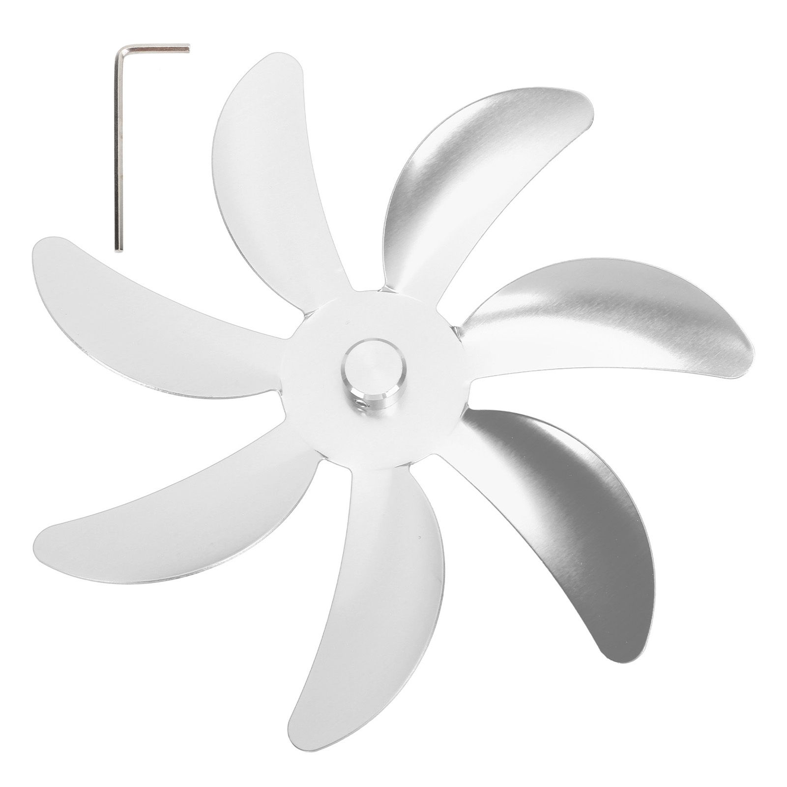 Stove Fan Aluminum Alloy Blade 7 Blades Easy Installation Universal Fireplace Fan Blade Replacement for Fireplace Fan Silver - Image 1