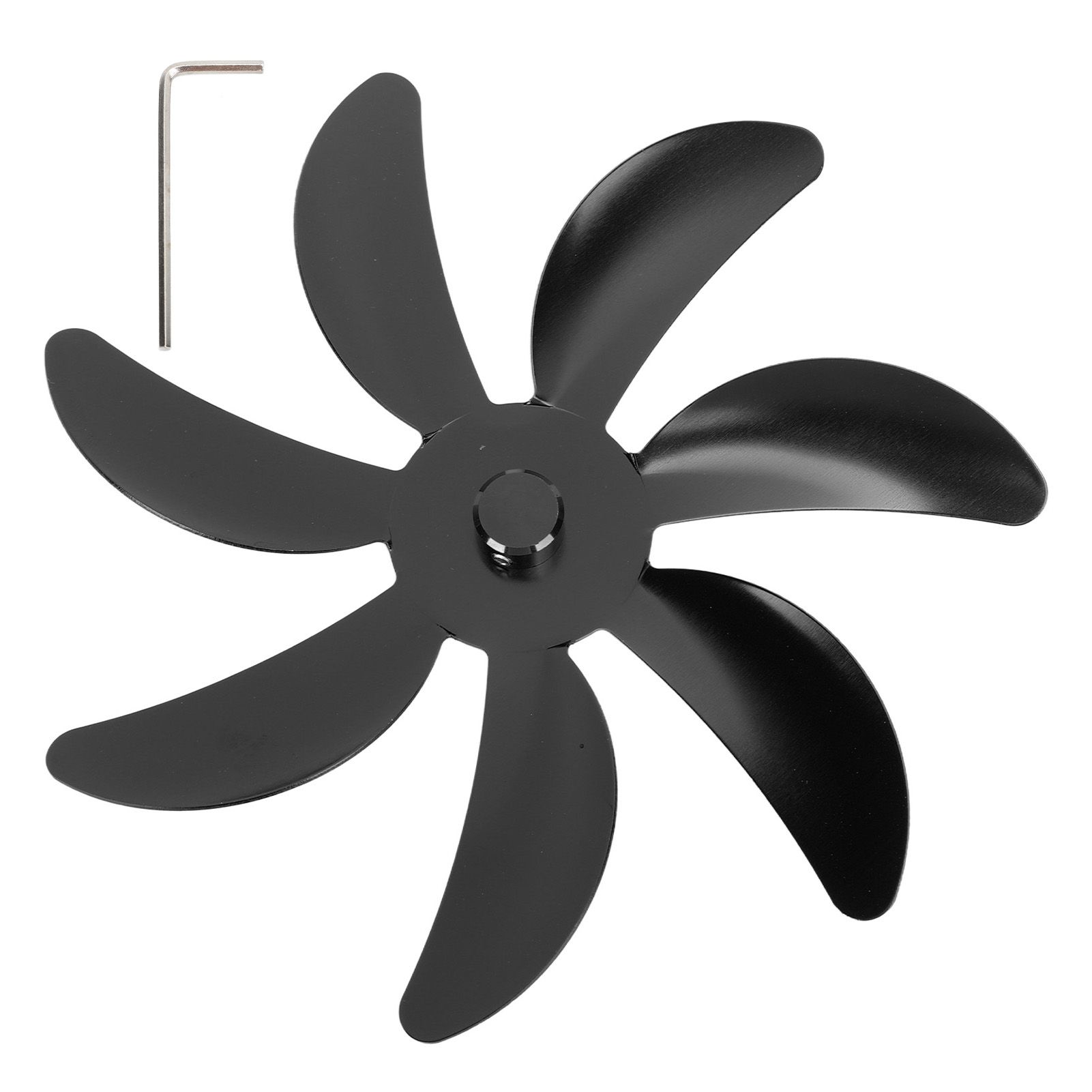 Stove Fan Aluminum Alloy Blade 7 Blades Easy Installation Universal Fireplace Fan Blade Replacement for Fireplace Fan Black - Image 1