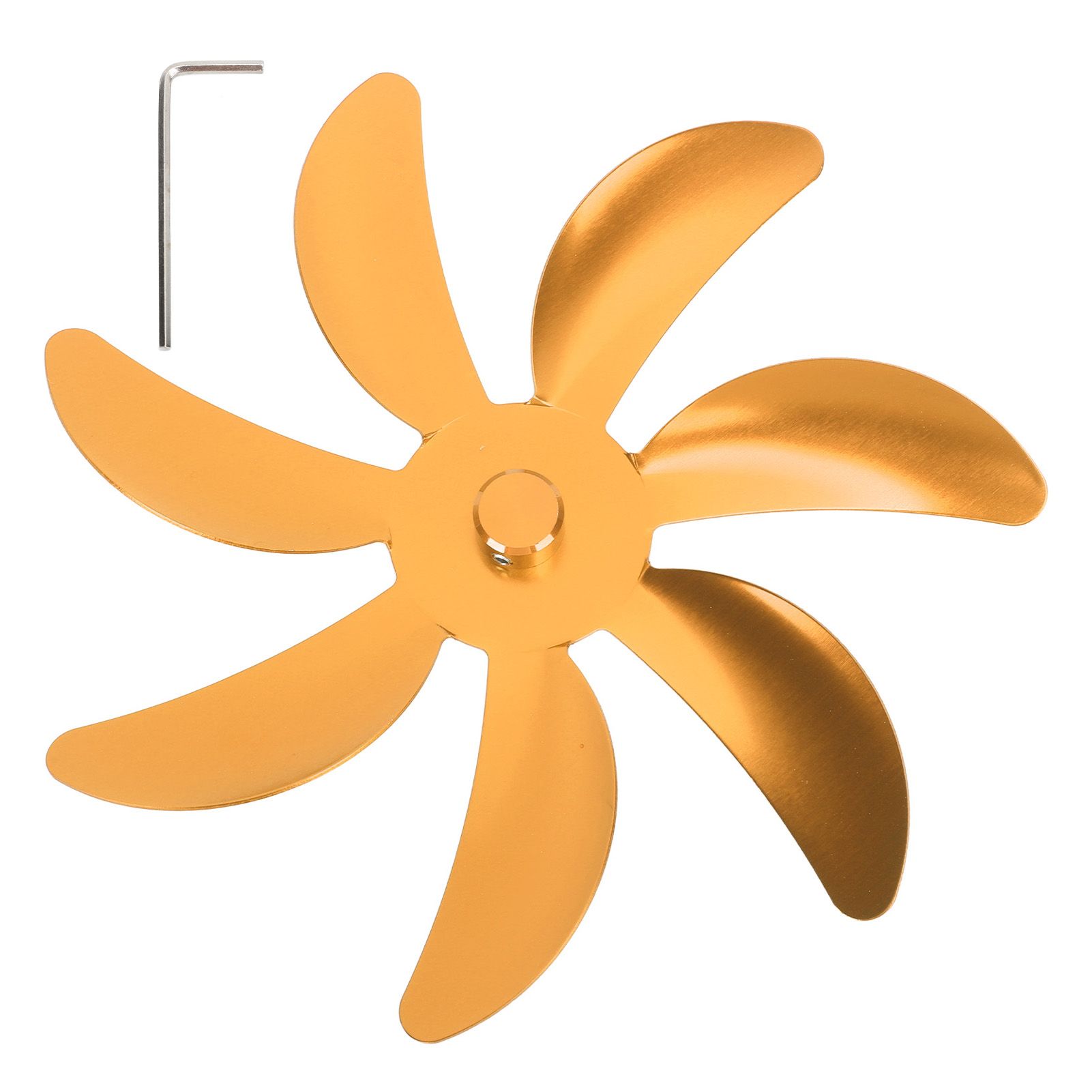 Stove Fan Aluminum Alloy Blade 7 Blades Easy Installation Universal Fireplace Fan Blade Replacement for Fireplace Fan Gold - Image 1