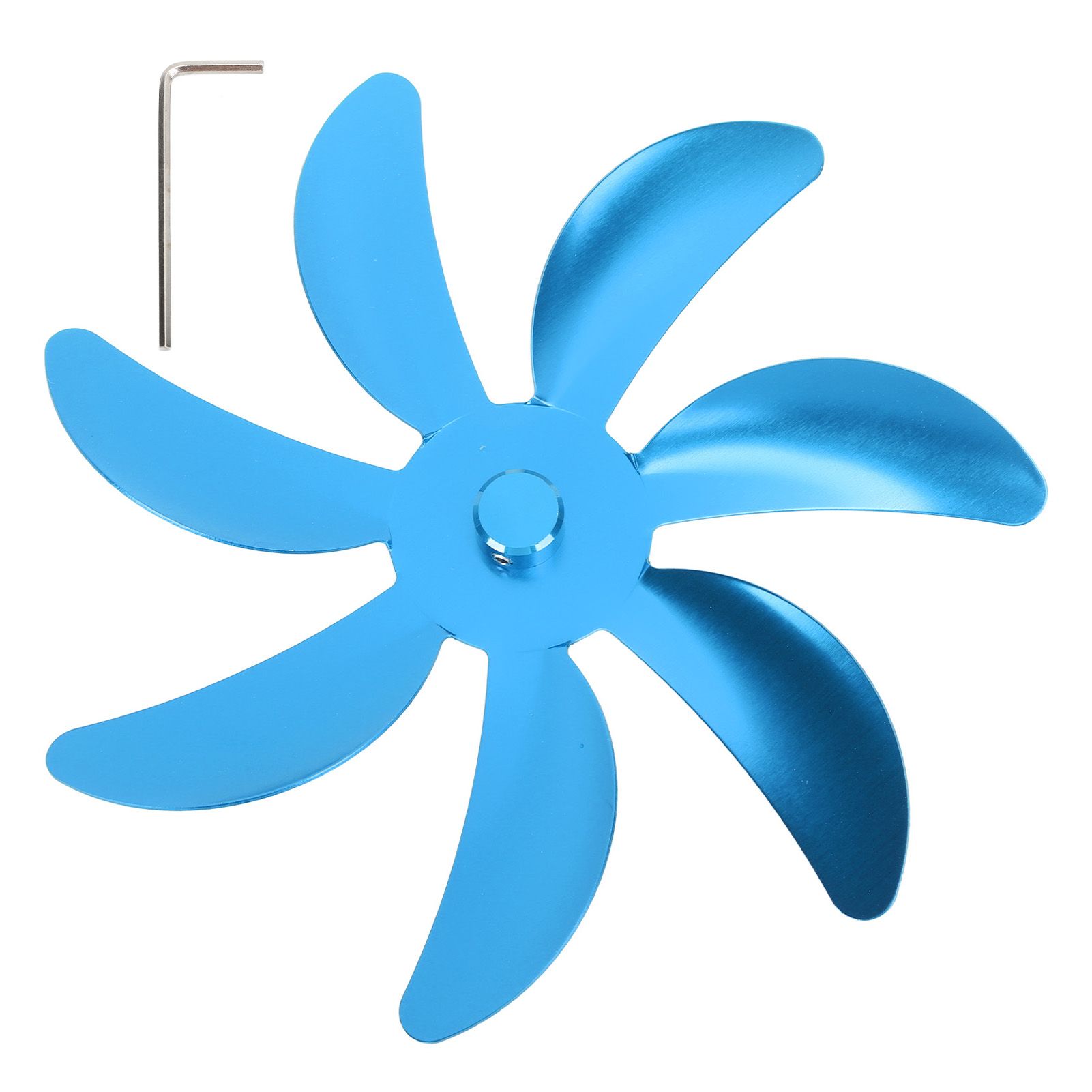 Stove Fan Aluminum Alloy Blade 7 Blades Easy Installation Universal Fireplace Fan Blade Replacement for Fireplace Fan Blue - Image 1