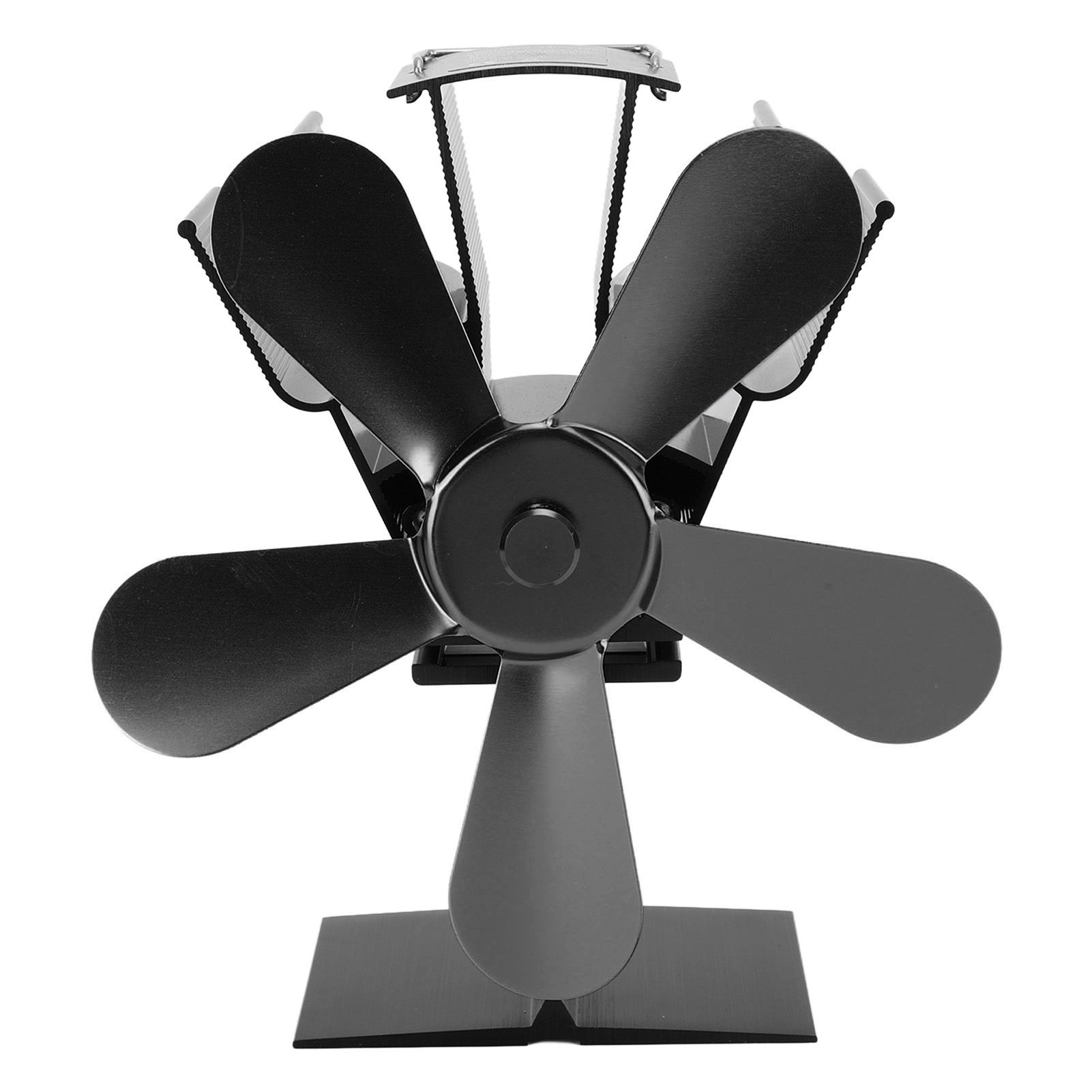 Wood Stove Fan 5 Blades Fireplace Fan Heat Powered Stove Fan for Wood Burning Stove Pellet Log Burner Fireplace Vertical Rectangular Black - Image 1