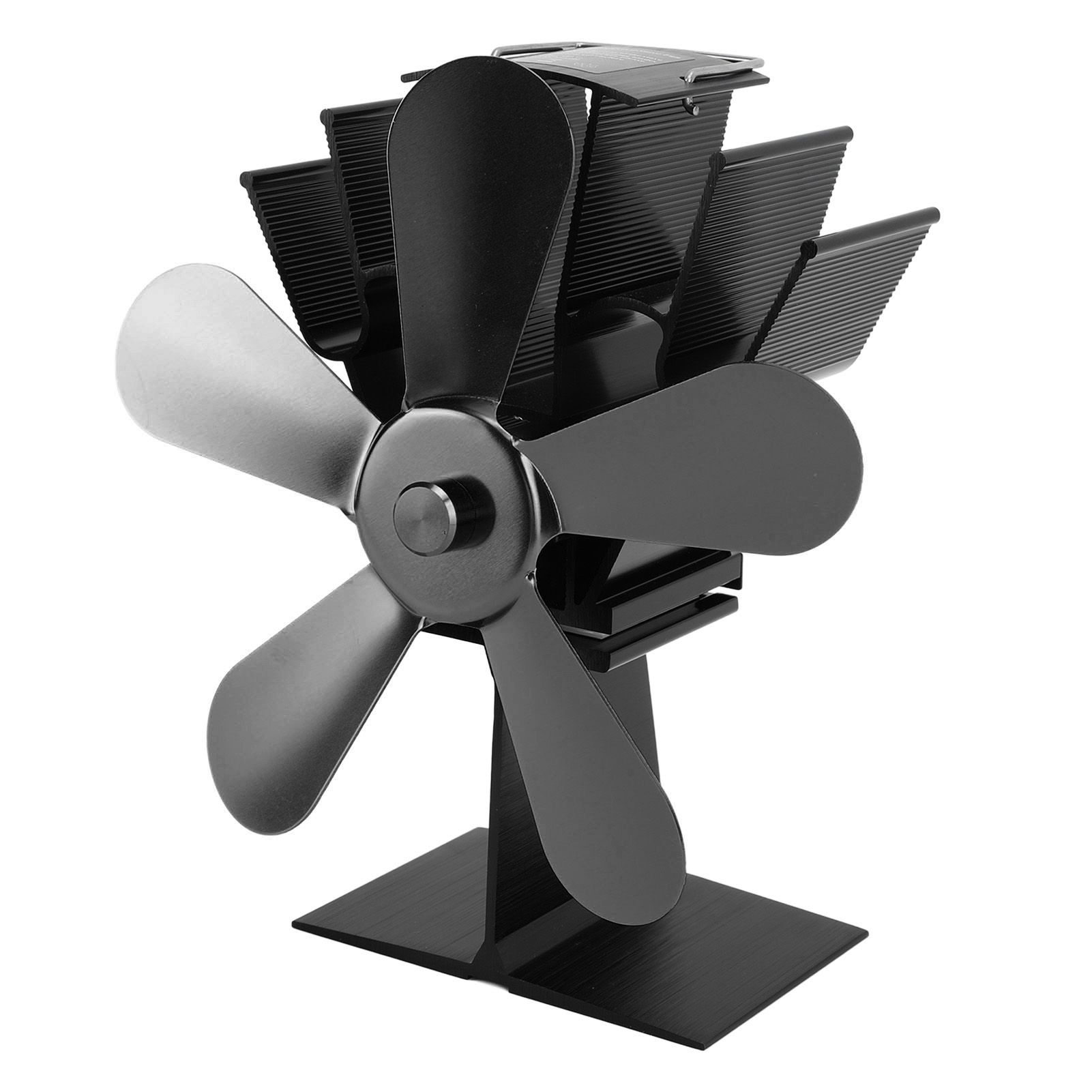 Wood Stove Fan 5 Blades Fireplace Fan Heat Powered Stove Fan for Wood Burning Stove Pellet Log Burner Fireplace Vertical Rectangular Black - Image 2