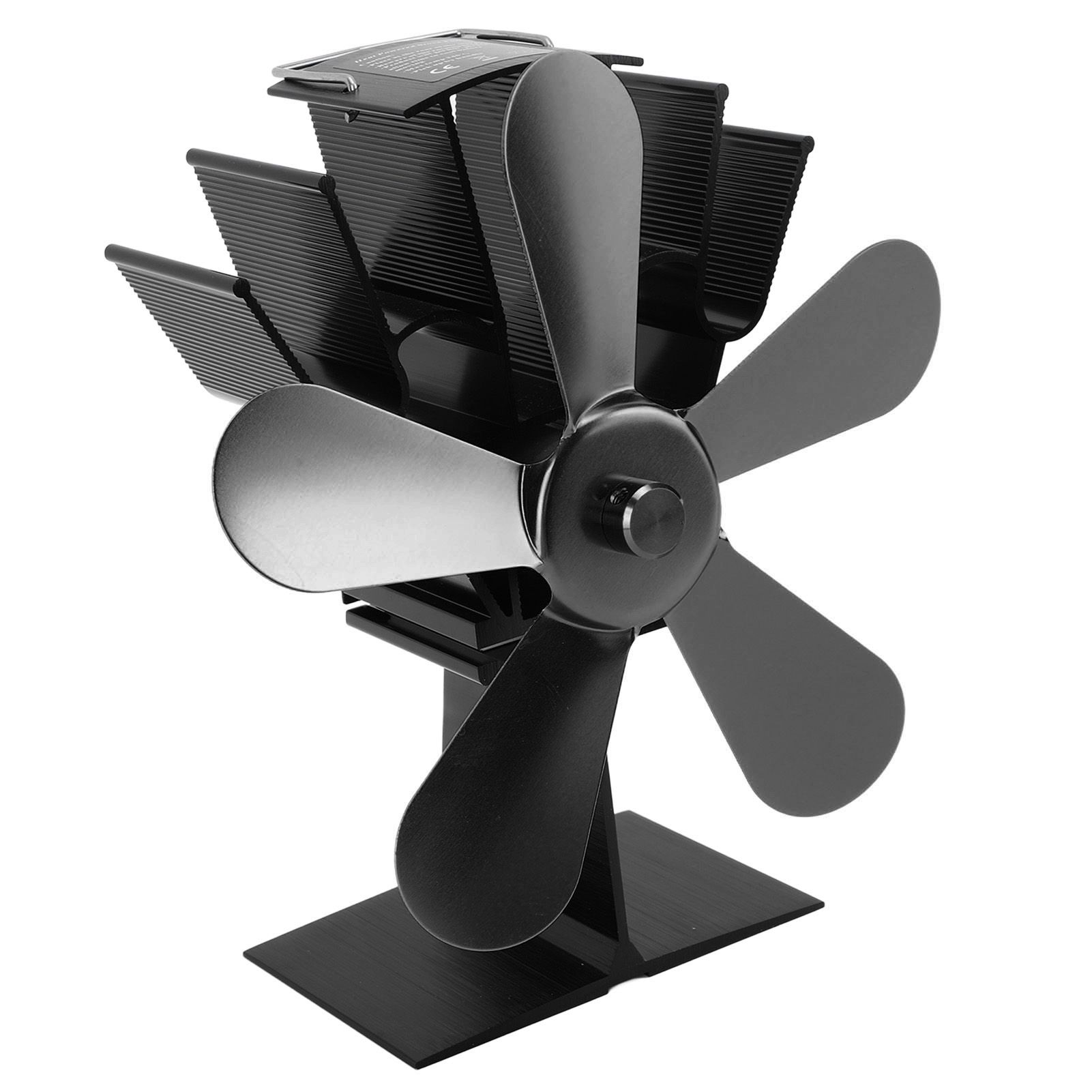 Wood Stove Fan 5 Blades Fireplace Fan Heat Powered Stove Fan for Wood Burning Stove Pellet Log Burner Fireplace Vertical Rectangular Black - Image 3