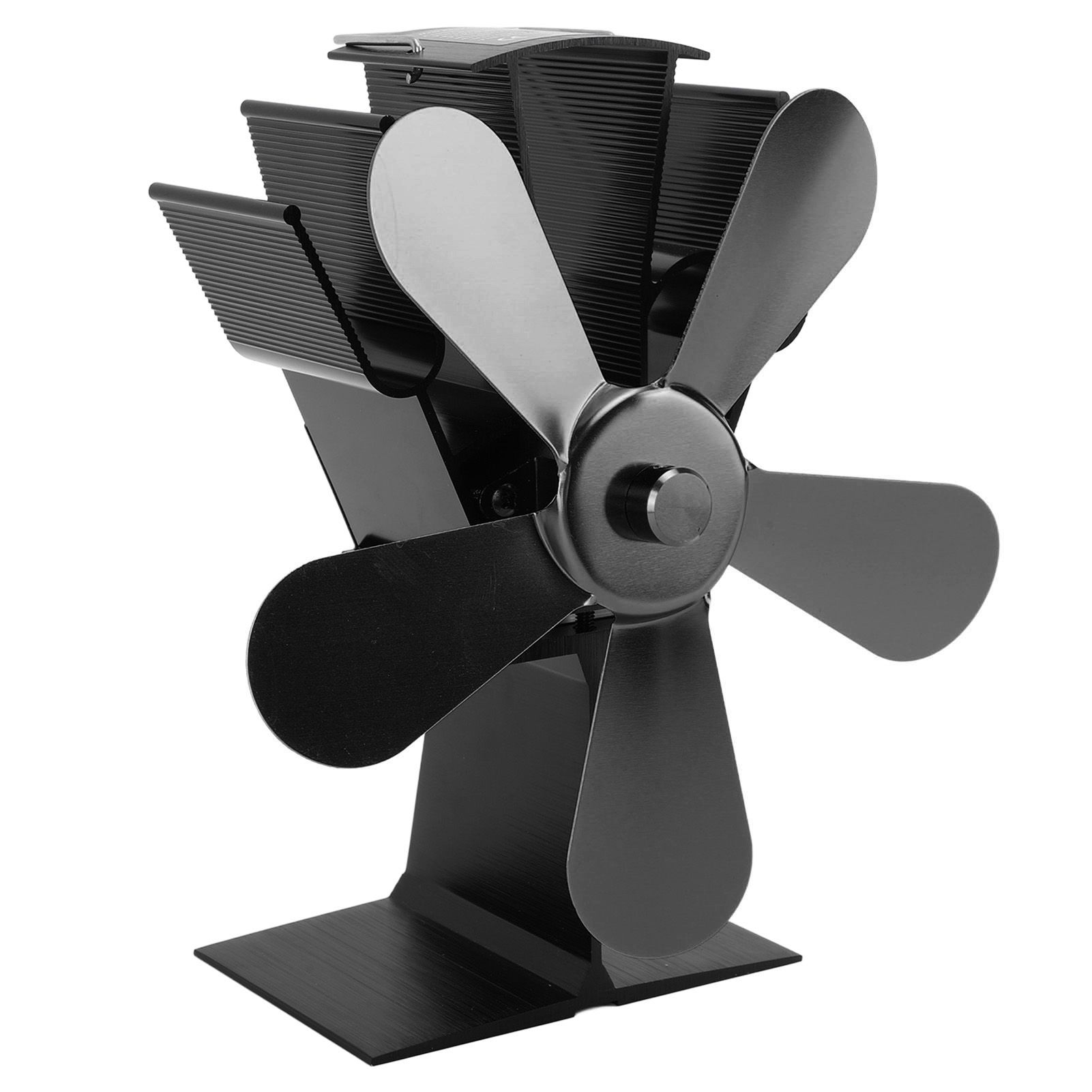 Wood Stove Fan 5 Blades Fireplace Fan Heat Powered Stove Fan for Wood Burning Stove Pellet Log Burner Fireplace Vertical Rectangular Black - Image 4