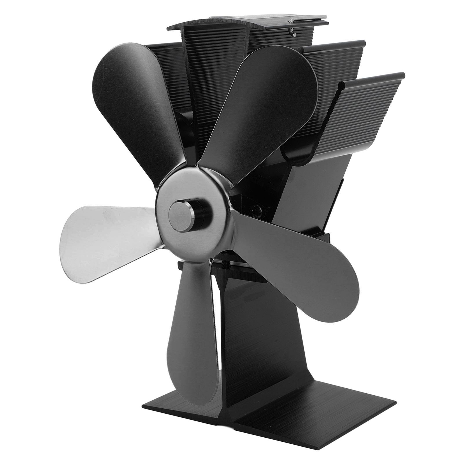 Wood Stove Fan 5 Blades Fireplace Fan Heat Powered Stove Fan for Wood Burning Stove Pellet Log Burner Fireplace Vertical Rectangular Black - Image 5
