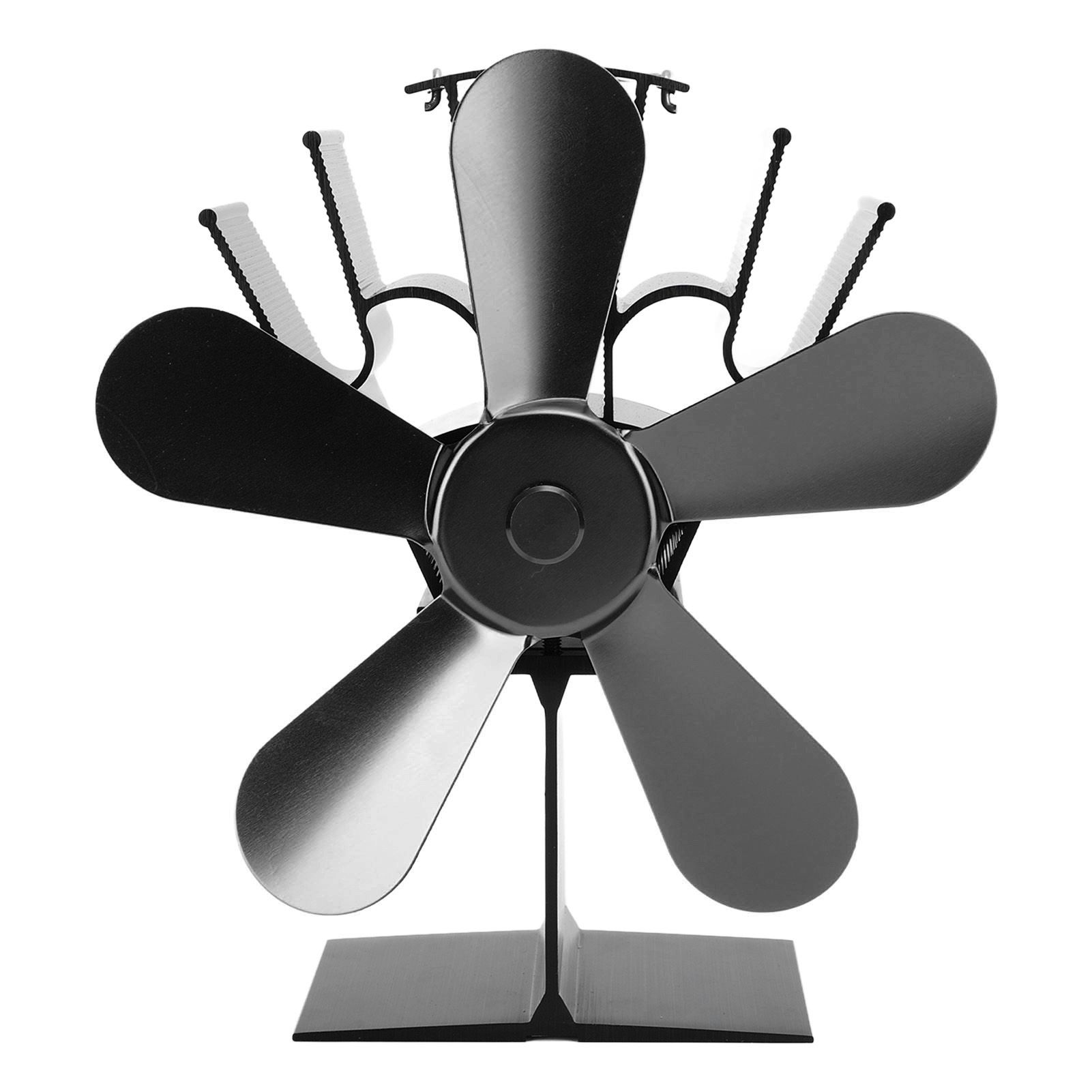 Wood Stove Fan 5 Blades Fireplace Fan Heat Powered Stove Fan for Wood Burning Stove Pellet Log Burner Fireplace Vertical Rectangular Black - Image 6