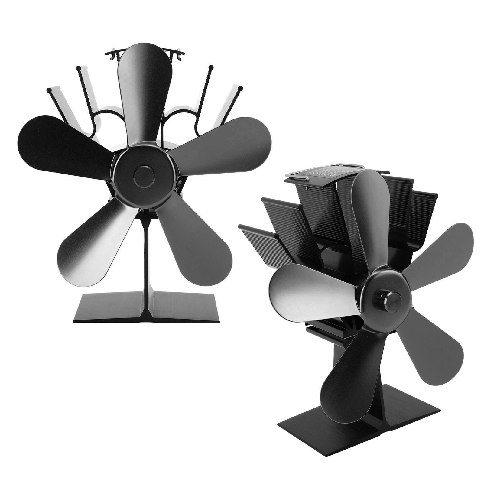 Wood Stove Fan 5 Blades Fireplace Fan Heat Powered Stove Fan for Wood Burning Stove Pellet Log Burner Fireplace Vertical Rectangular Black - Image 8