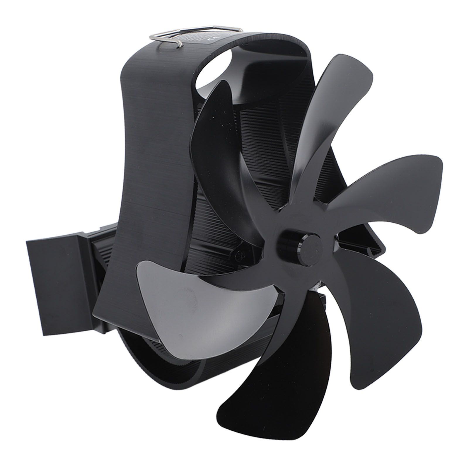 6 Blade Magnet Wall Mount Heat Powered Stove Fan Pipe Fireplace Fan Magnetic Installation for Wood Log Burners Black - Image 2