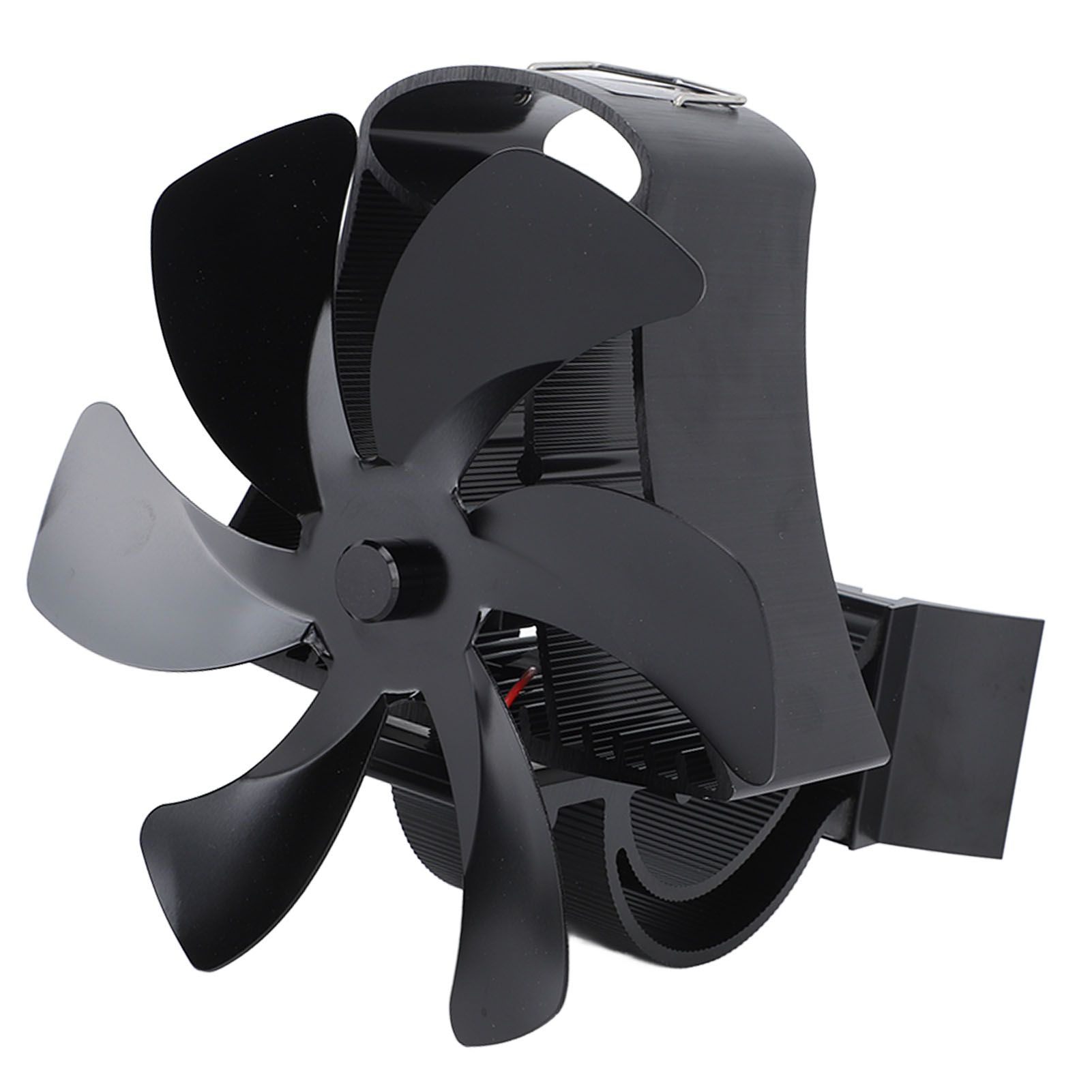 6 Blade Magnet Wall Mount Heat Powered Stove Fan Pipe Fireplace Fan Magnetic Installation for Wood Log Burners Black - Image 3
