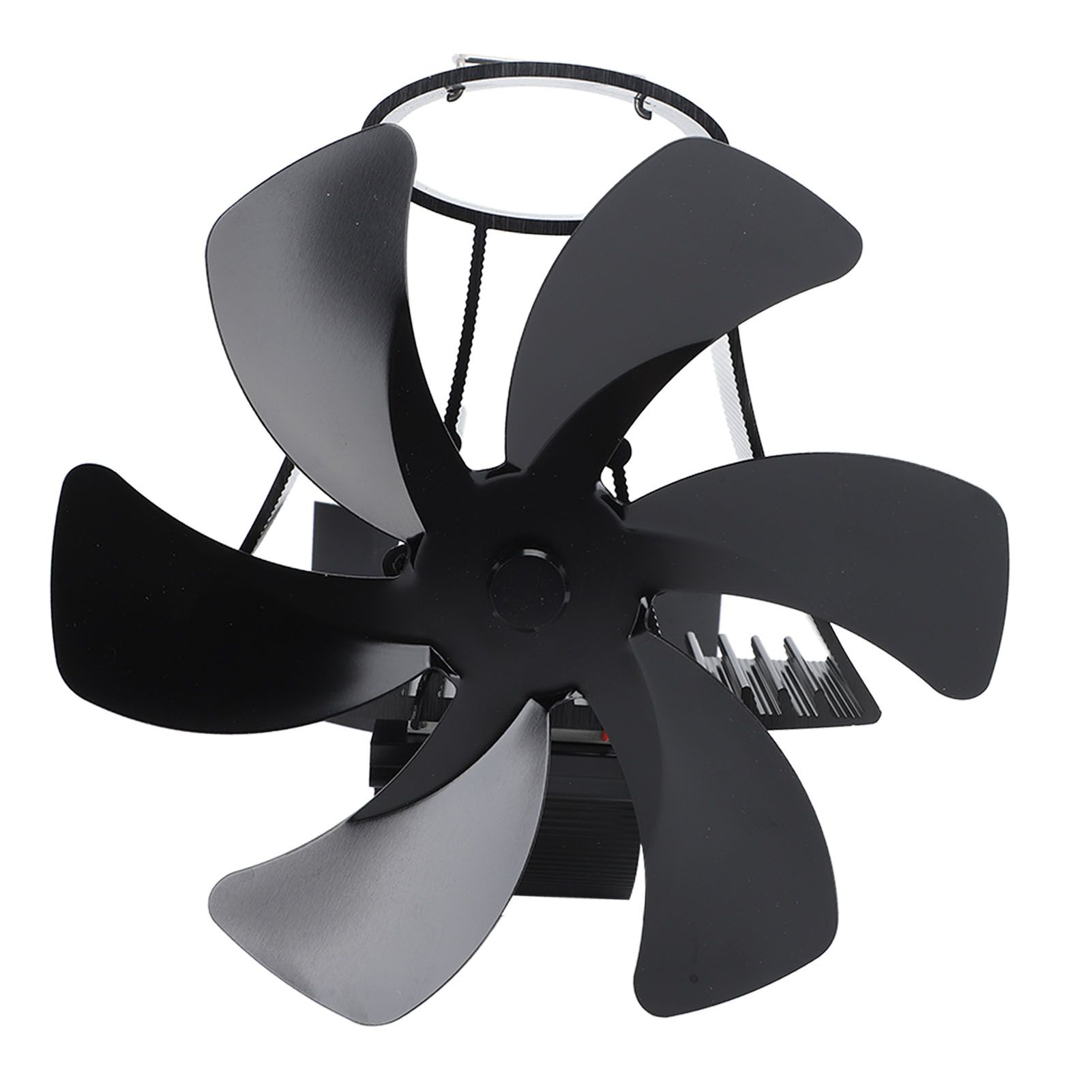 6 Blade Magnet Wall Mount Heat Powered Stove Fan Pipe Fireplace Fan Magnetic Installation for Wood Log Burners Black - Image 5