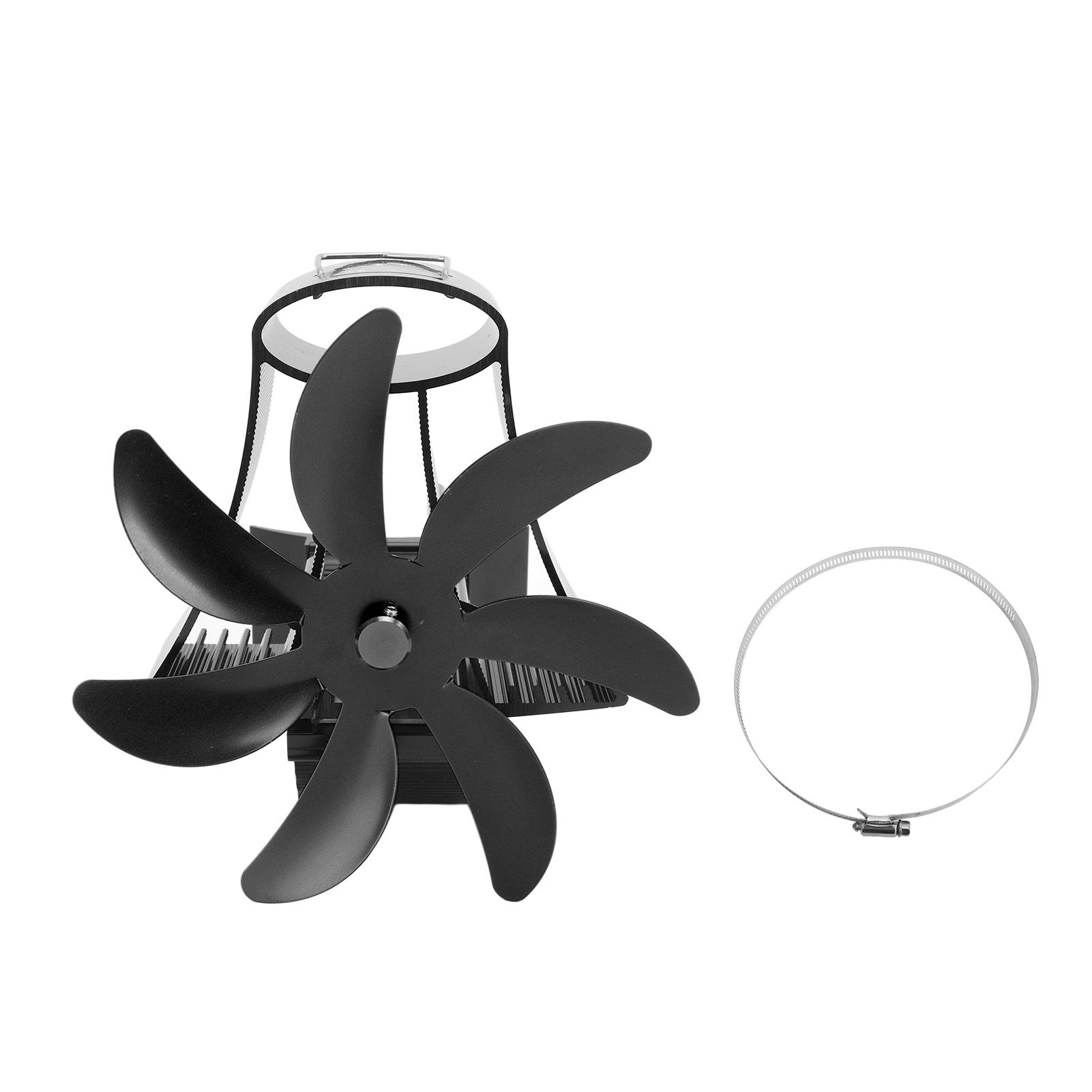 Wood Stove Fan Pipe Fireplace Fan 7 Blades Stove Fan On Chimney Silent Motors Heat Powered Wood Stove Fan Magnetic Wall Mount Black - Image 1