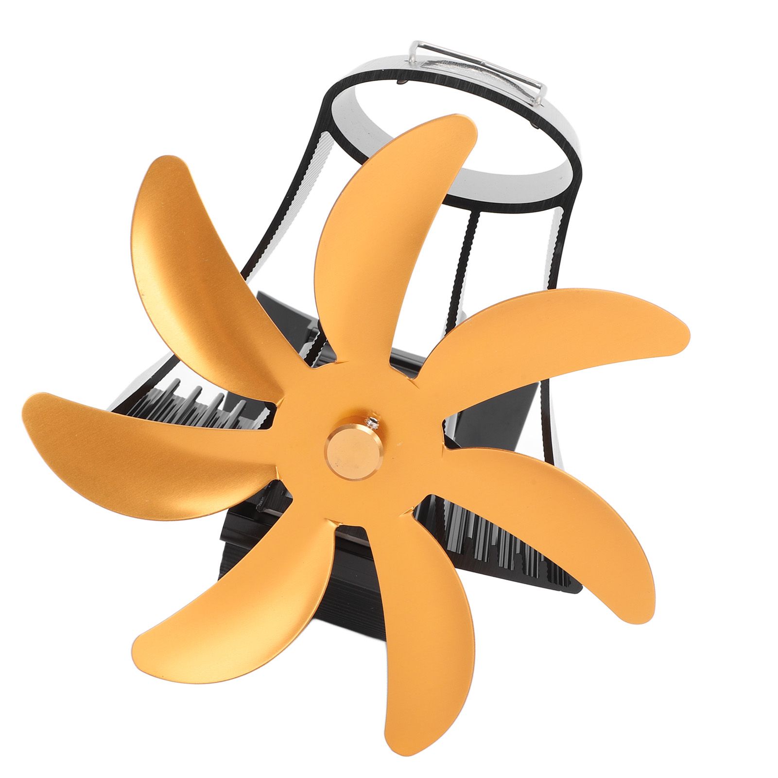 Wood Stove Fan Pipe Fireplace Fan 7 Blades Stove Fan On Chimney Silent Motors Heat Powered Wood Stove Fan Magnetic Wall Mount Gold - Image 5