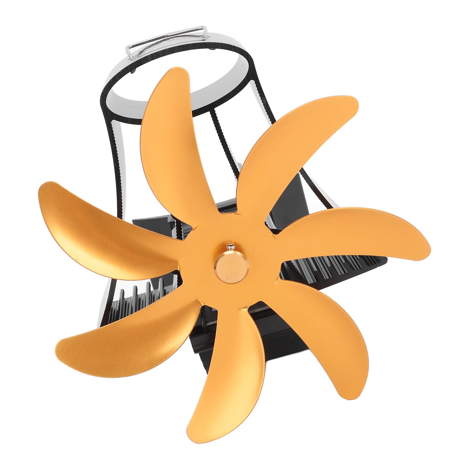 Wood Stove Fan Pipe Fireplace Fan 7 Blades Stove Fan On Chimney Silent Motors Heat Powered Wood Stove Fan Magnetic Wall Mount Gold - Image 6