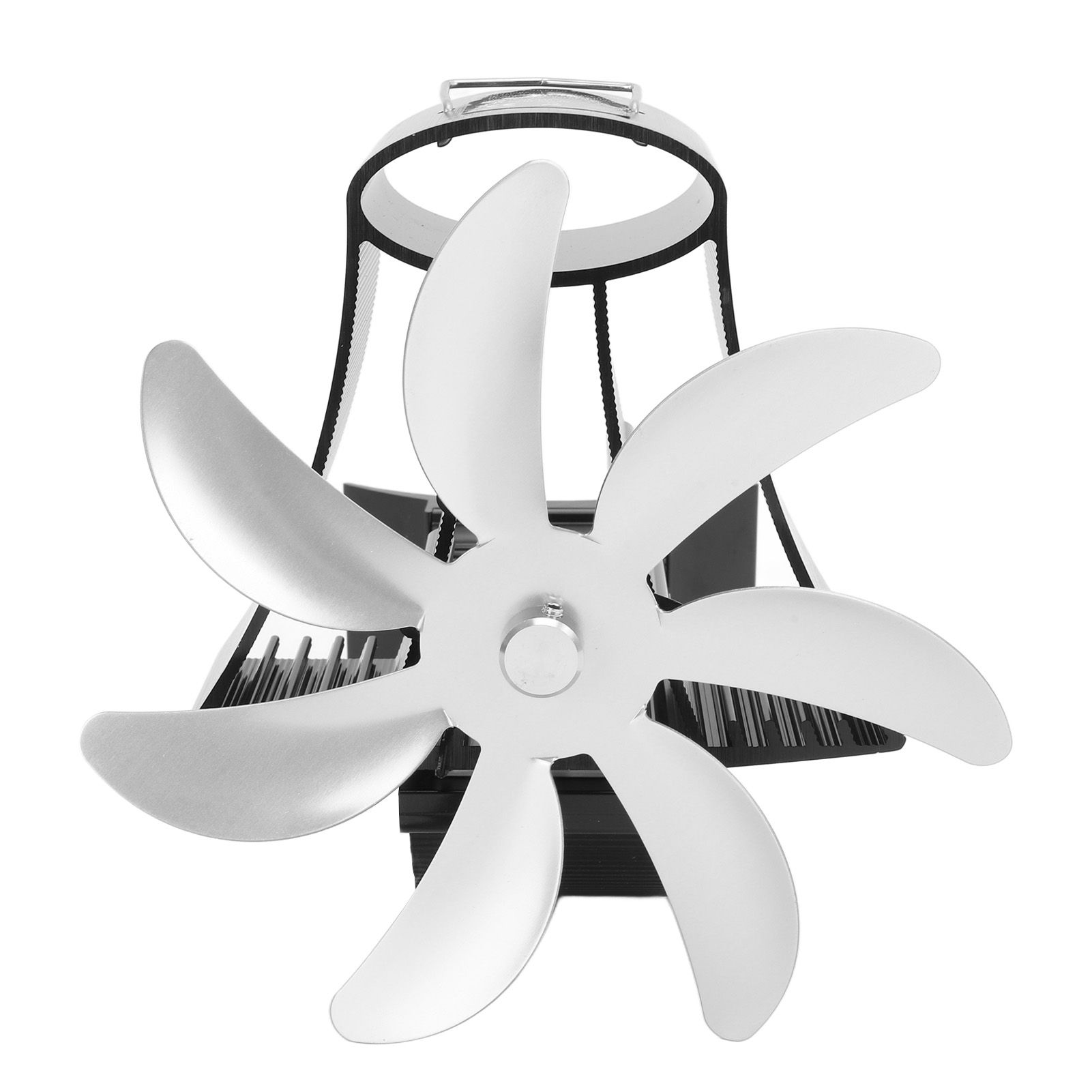 Wood Stove Fan Pipe Fireplace Fan 7 Blades Stove Fan On Chimney Silent Motors Heat Powered Wood Stove Fan Magnetic Wall Mount Silver - Image 3
