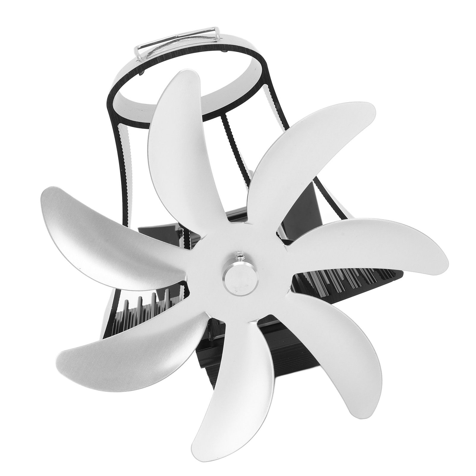 Wood Stove Fan Pipe Fireplace Fan 7 Blades Stove Fan On Chimney Silent Motors Heat Powered Wood Stove Fan Magnetic Wall Mount Silver - Image 6