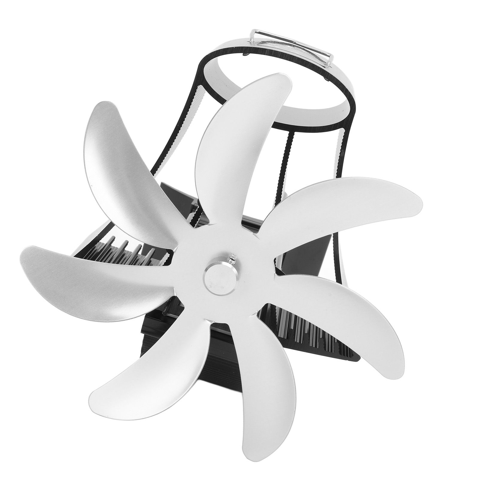 Wood Stove Fan Pipe Fireplace Fan 7 Blades Stove Fan On Chimney Silent Motors Heat Powered Wood Stove Fan Magnetic Wall Mount Silver - Image 8