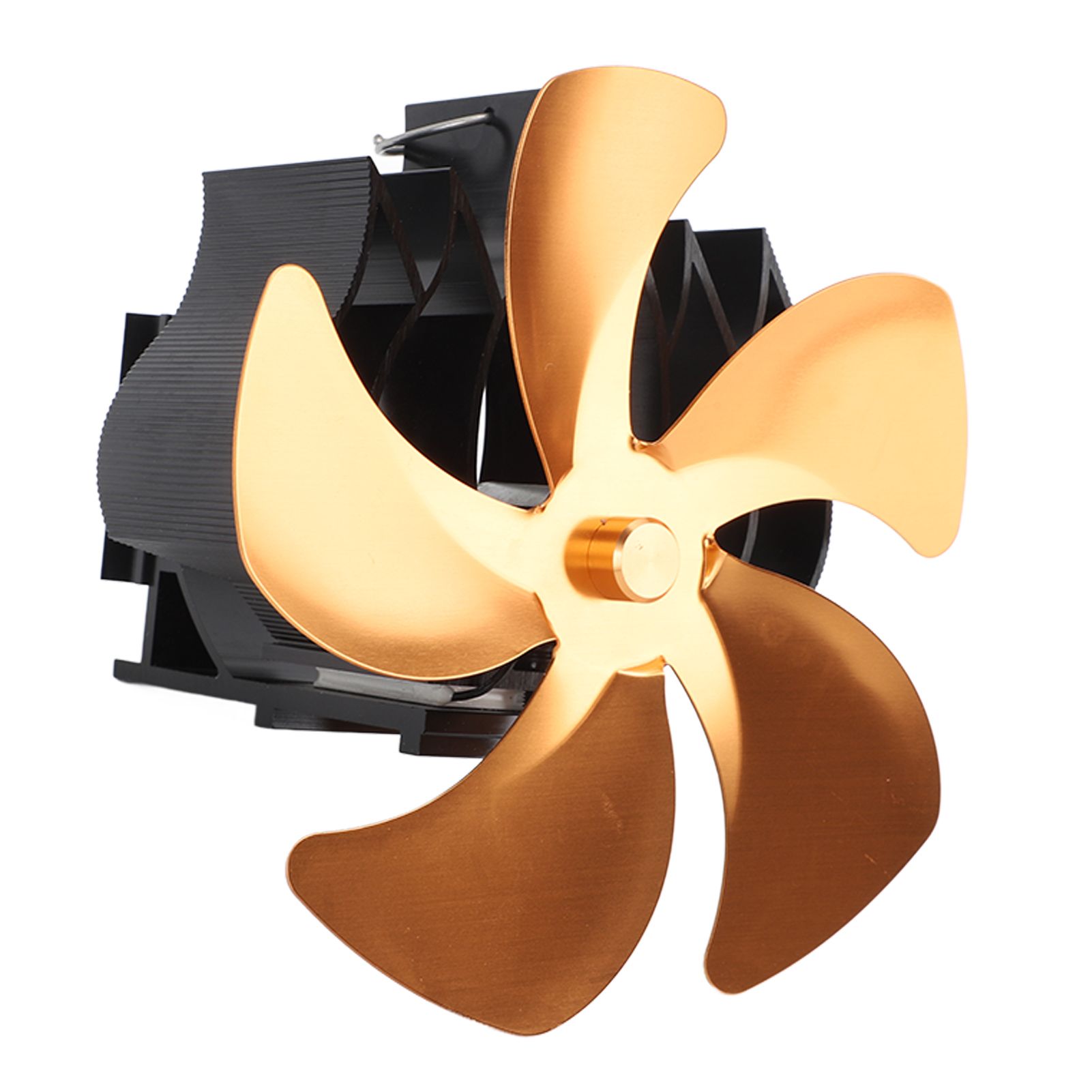5 Blade Heat Powered Stove Fan Aluminum Alloy Noiseless Wall Hanging Thermal Powered Fireplace Fan for Wood Burning Stove Kerosene Stove Gold - Image 3