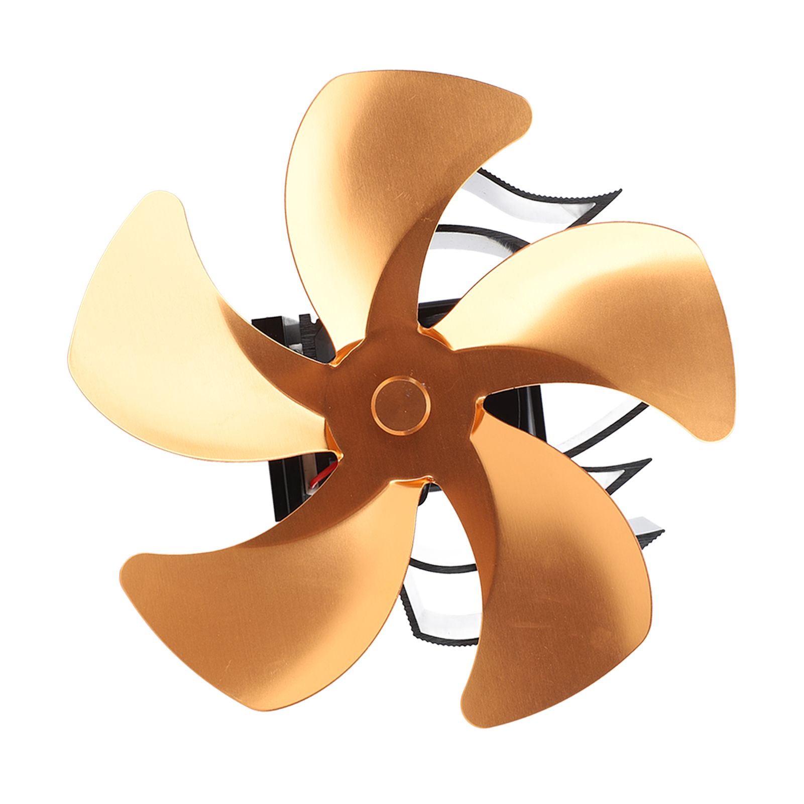 5 Blade Heat Powered Stove Fan Aluminum Alloy Noiseless Wall Hanging Thermal Powered Fireplace Fan for Wood Burning Stove Kerosene Stove Gold - Image 4