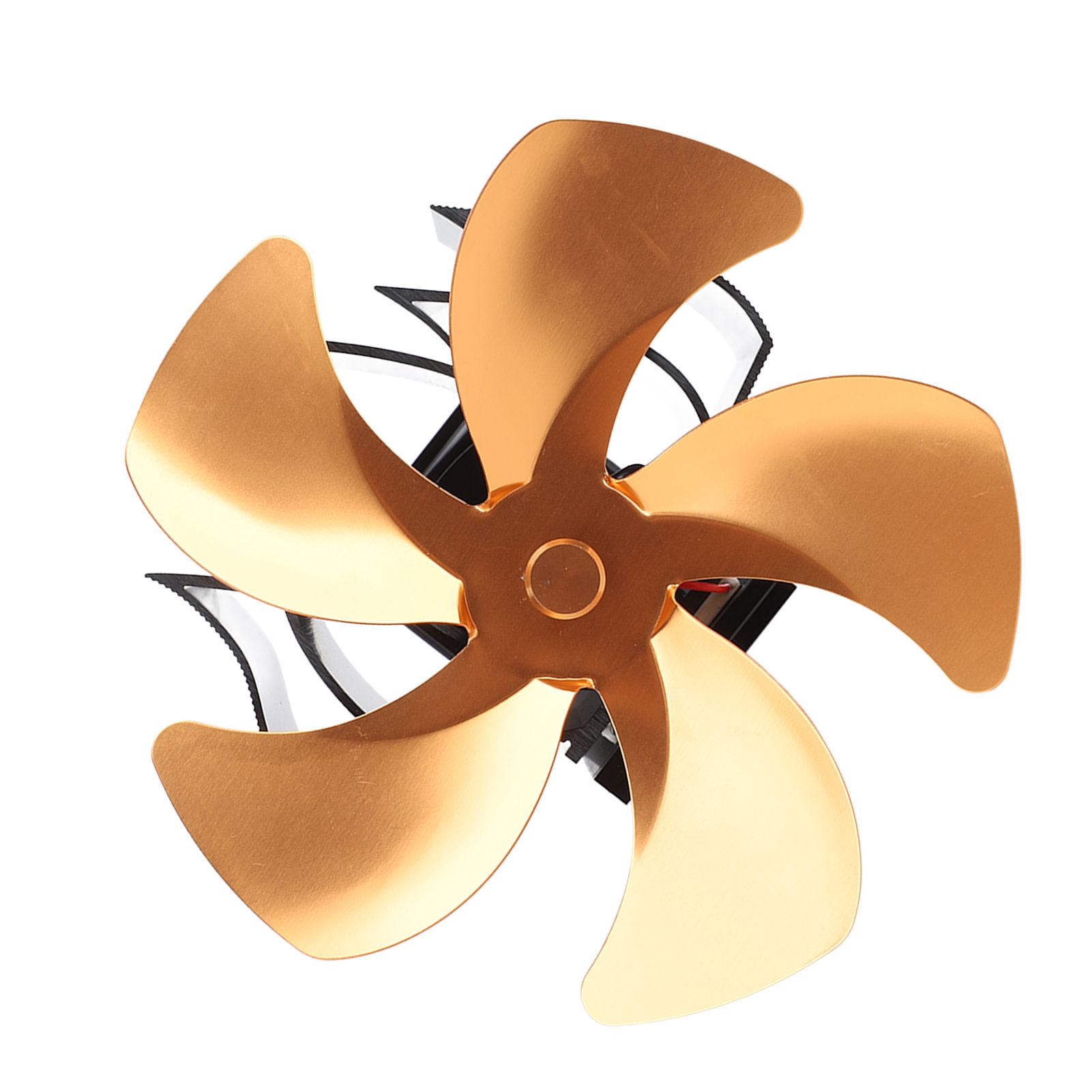 5 Blade Heat Powered Stove Fan Aluminum Alloy Noiseless Wall Hanging Thermal Powered Fireplace Fan for Wood Burning Stove Kerosene Stove Gold - Image 5