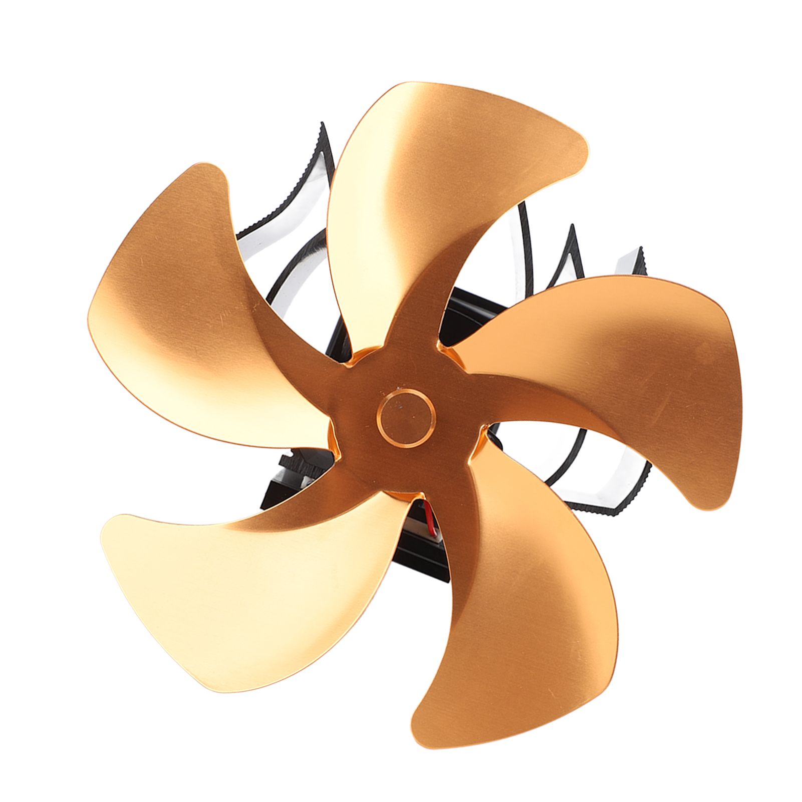 5 Blade Heat Powered Stove Fan Aluminum Alloy Noiseless Wall Hanging Thermal Powered Fireplace Fan for Wood Burning Stove Kerosene Stove Gold - Image 6