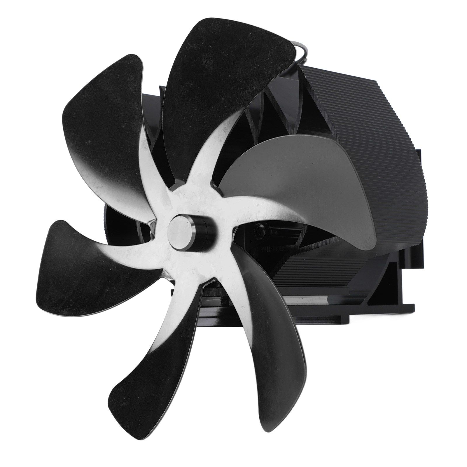 Wood Stove Fan Heat Powered 6 Blades Hanging Stove Fan Silent Flue Pipe Hanging Fireplace Fan Eco Friendly Wall Mount Black - Image 2
