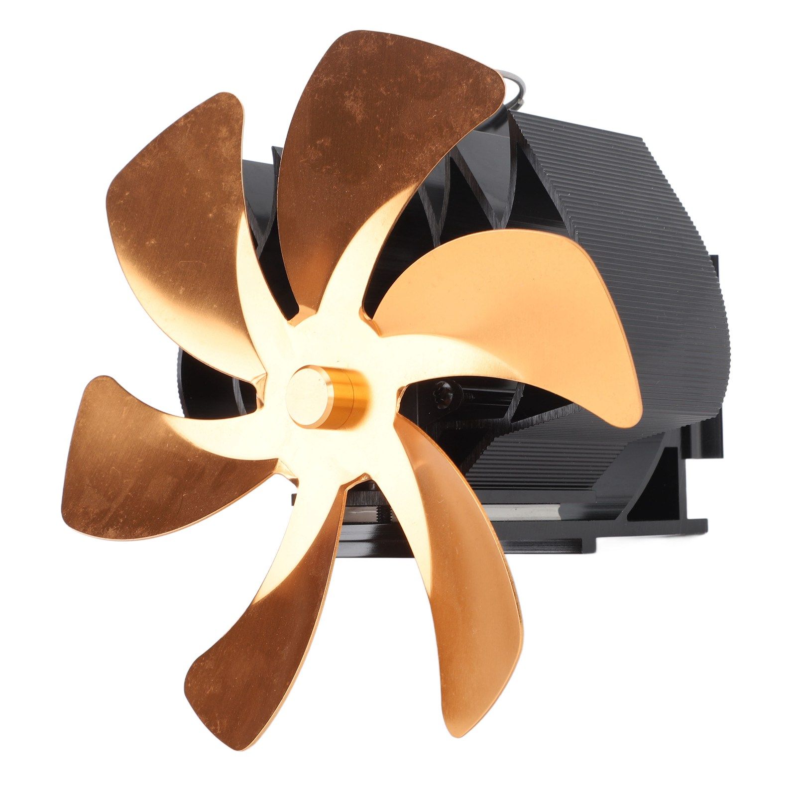 Wood Stove Fan Heat Powered 6 Blades Hanging Stove Fan Silent Flue Pipe Hanging Fireplace Fan Eco Friendly Wall Mount Gold - Image 2