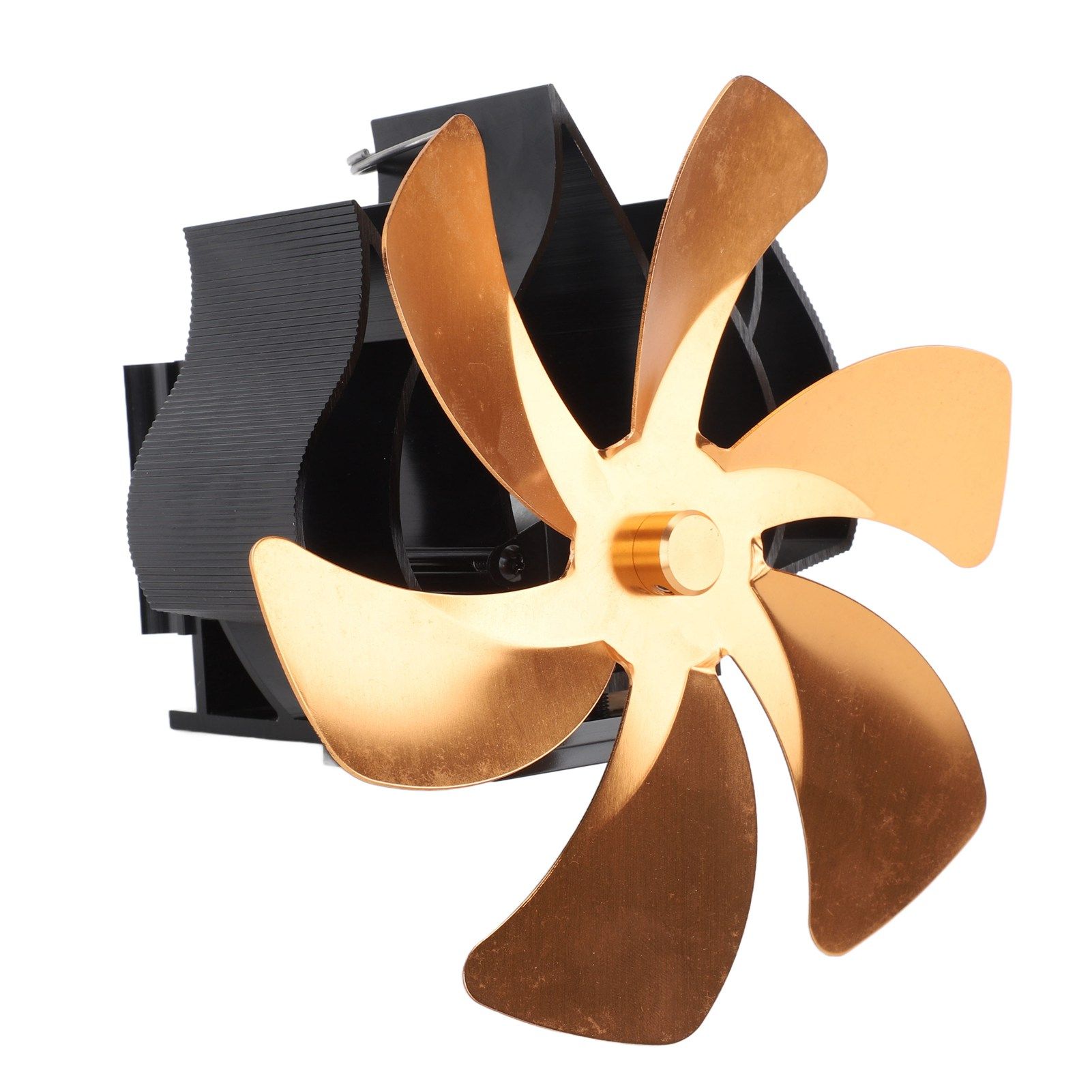 Wood Stove Fan Heat Powered 6 Blades Hanging Stove Fan Silent Flue Pipe Hanging Fireplace Fan Eco Friendly Wall Mount Gold - Image 4