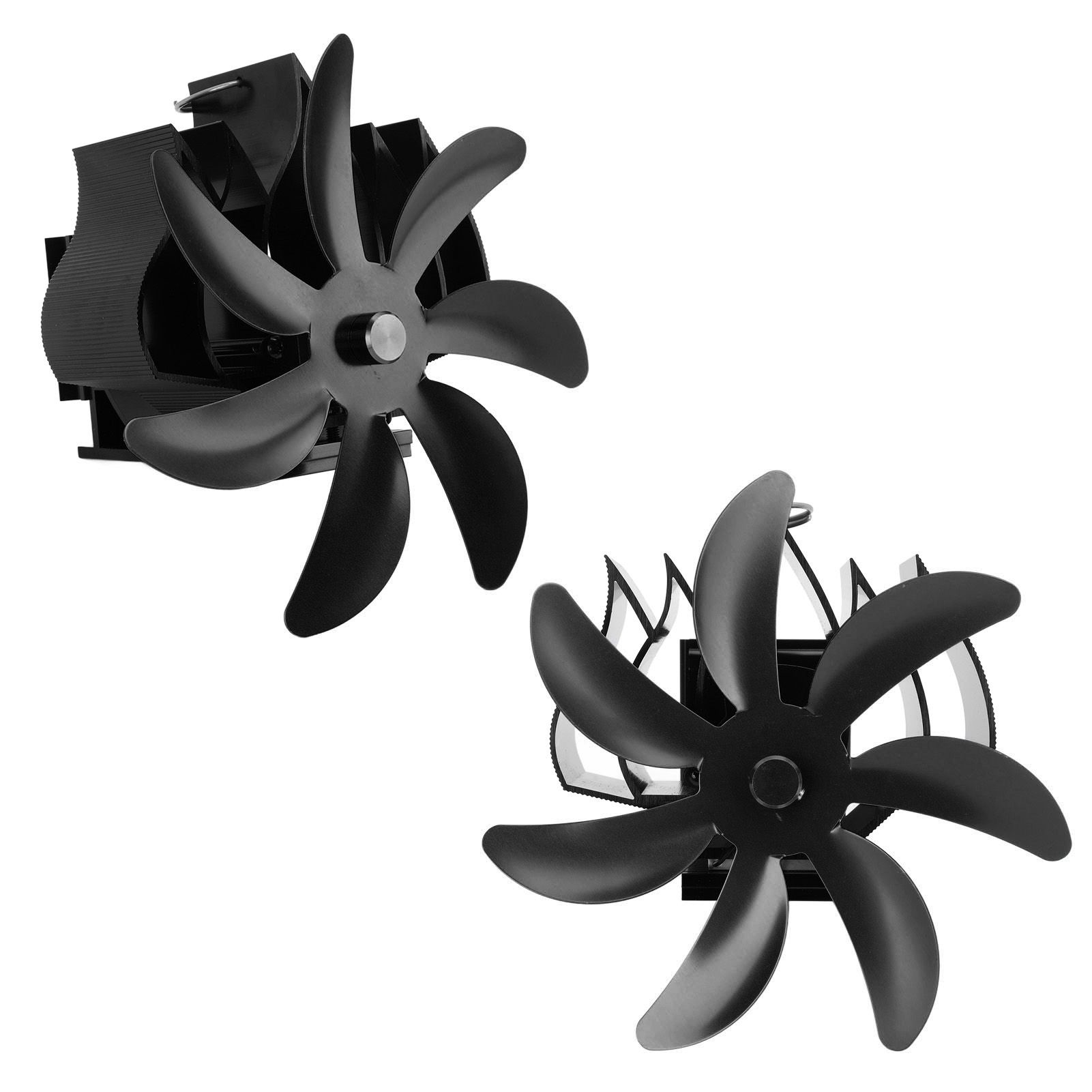 Wood Stove Fan 7 Blade Aluminum Alloy Low Noise Wall Hanging Heat Powered Stove Fan with Fixing Loop for Home Log Burning Stove Camping Black - Image 5