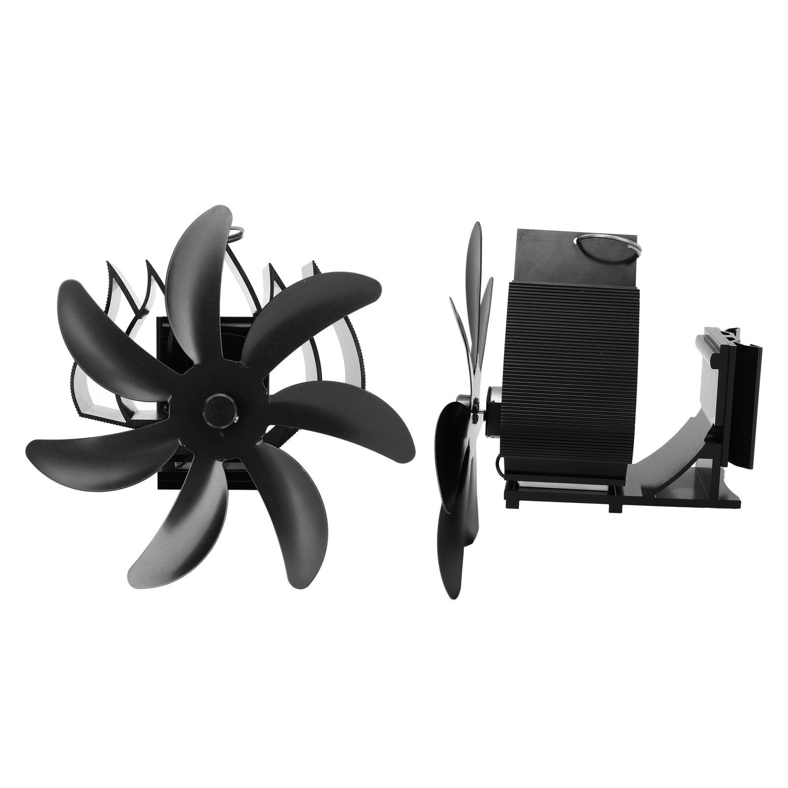 Wood Stove Fan 7 Blade Aluminum Alloy Low Noise Wall Hanging Heat Powered Stove Fan with Fixing Loop for Home Log Burning Stove Camping Black - Image 6