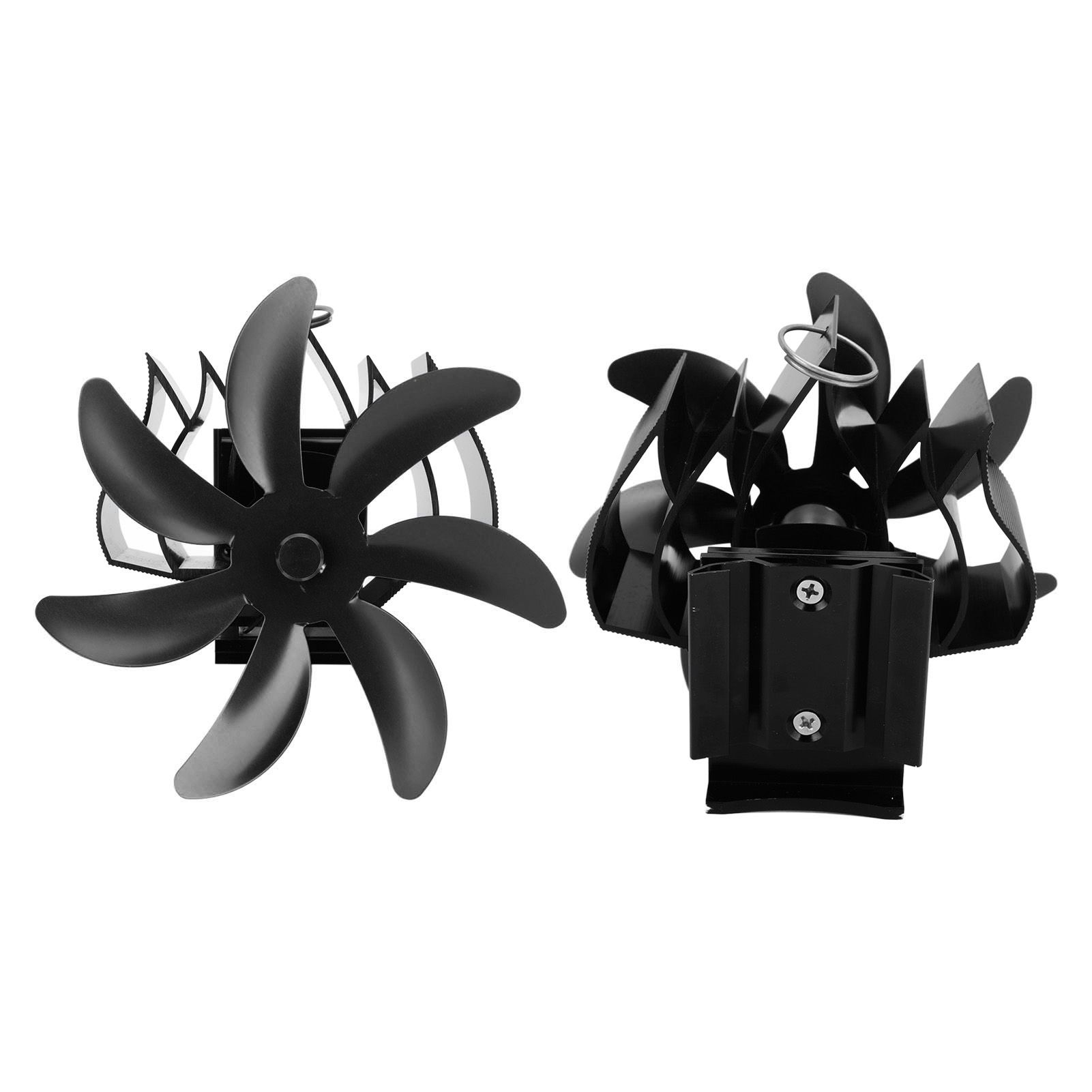 Wood Stove Fan 7 Blade Aluminum Alloy Low Noise Wall Hanging Heat Powered Stove Fan with Fixing Loop for Home Log Burning Stove Camping Black - Image 7