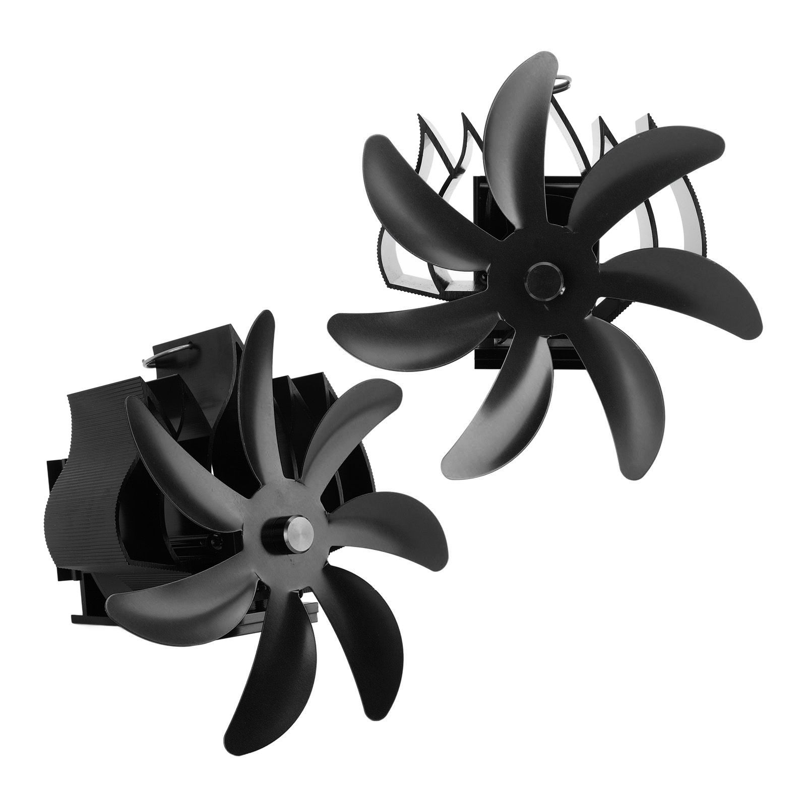 Wood Stove Fan 7 Blade Aluminum Alloy Low Noise Wall Hanging Heat Powered Stove Fan with Fixing Loop for Home Log Burning Stove Camping Black - Image 8