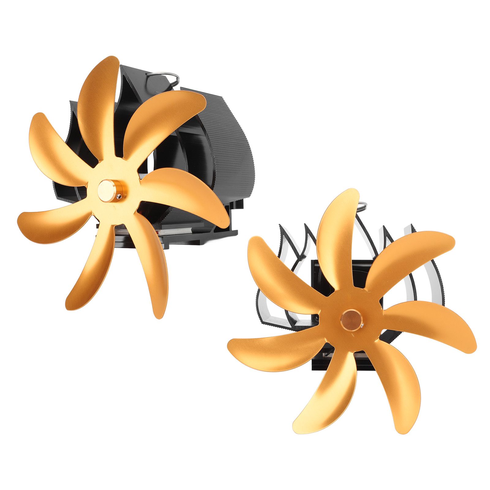 Wood Stove Fan 7 Blade Aluminum Alloy Low Noise Wall Hanging Heat Powered Stove Fan with Fixing Loop for Home Log Burning Stove Camping Gold - Image 7